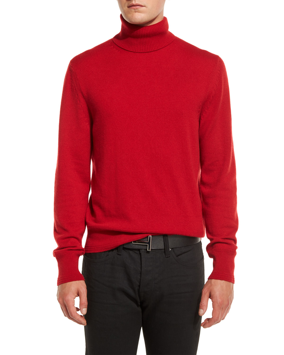 Tom ford Classic Flat-knit Cashmere Turtleneck Sweater in Red for Men ...