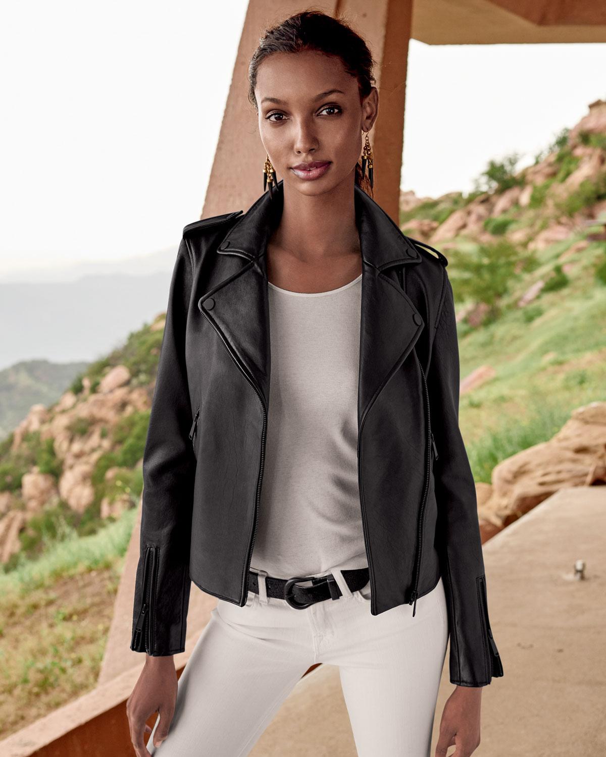badgley mischka gia leather biker jacket
