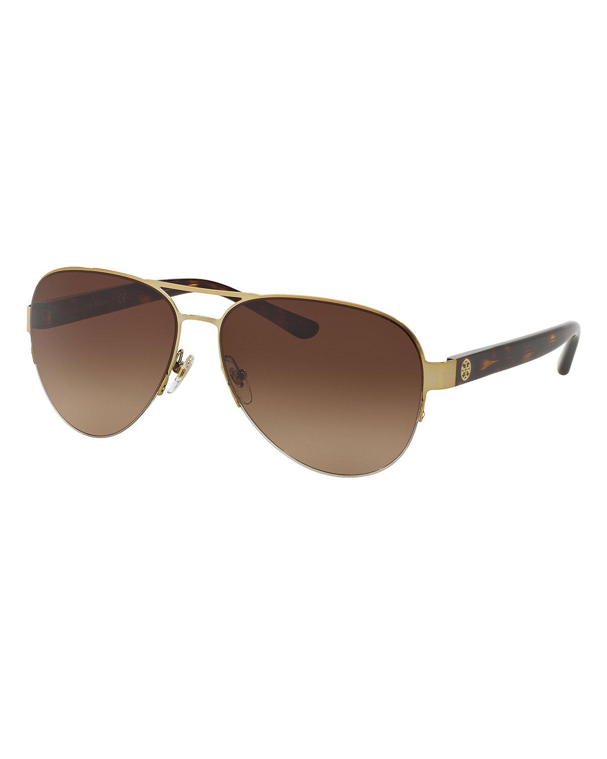 Tory Burch Metal Aviator Sunglasses in Gold/Tortoise (Brown) - Lyst