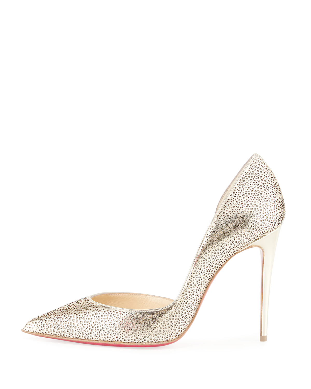 Christian Louboutin Galu Half-d'Orsay Leather Pumps in Gold (Metallic) -  Lyst