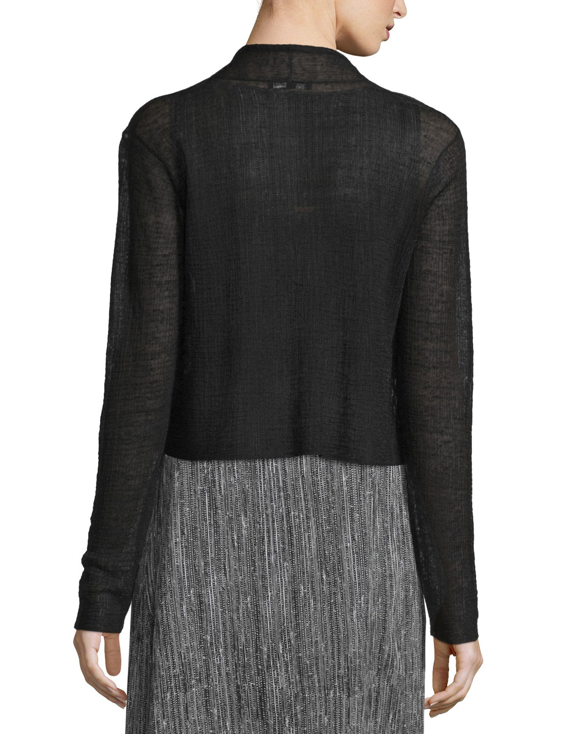 Lyst Eileen Fisher Sheer Hemp Cropped Cardigan in Black