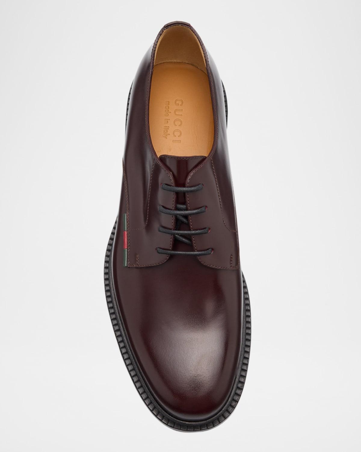 Gucci Men\'s Burgundy Leather Derby Shoes $950 GUCCI -  main image 2