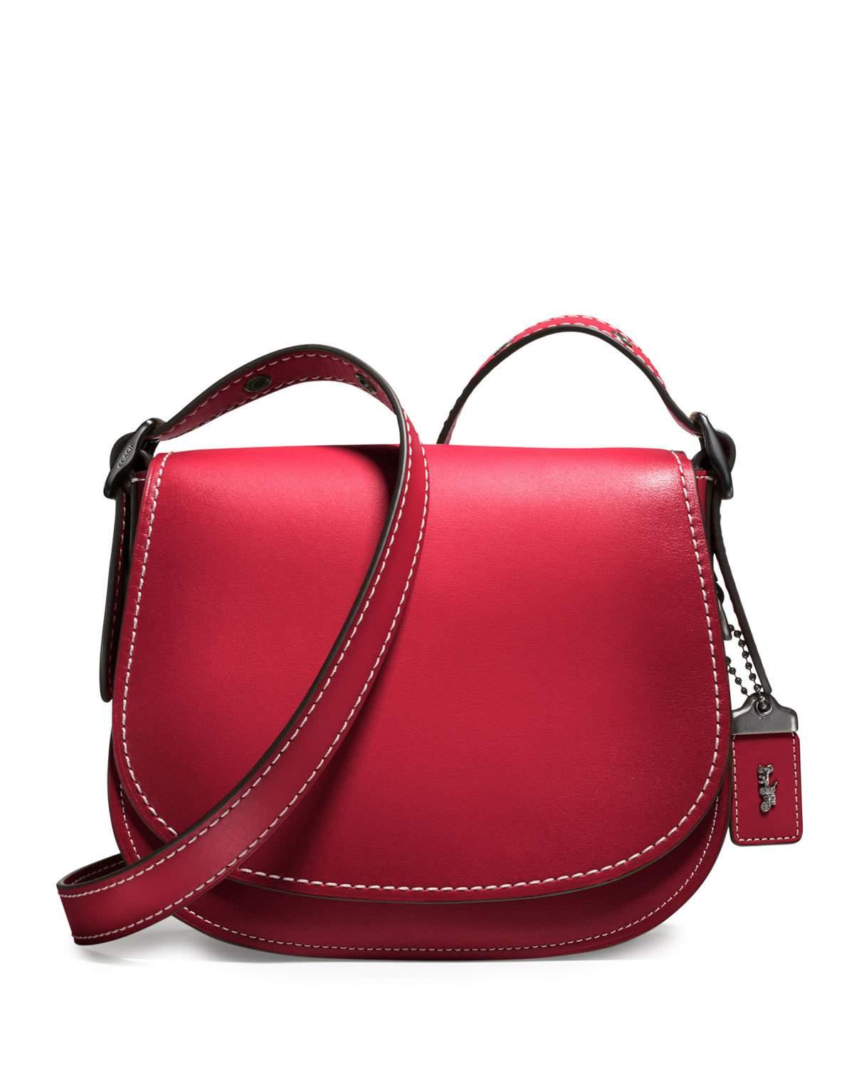 Coach 23 Leather Saddle Bag in Red | Lyst