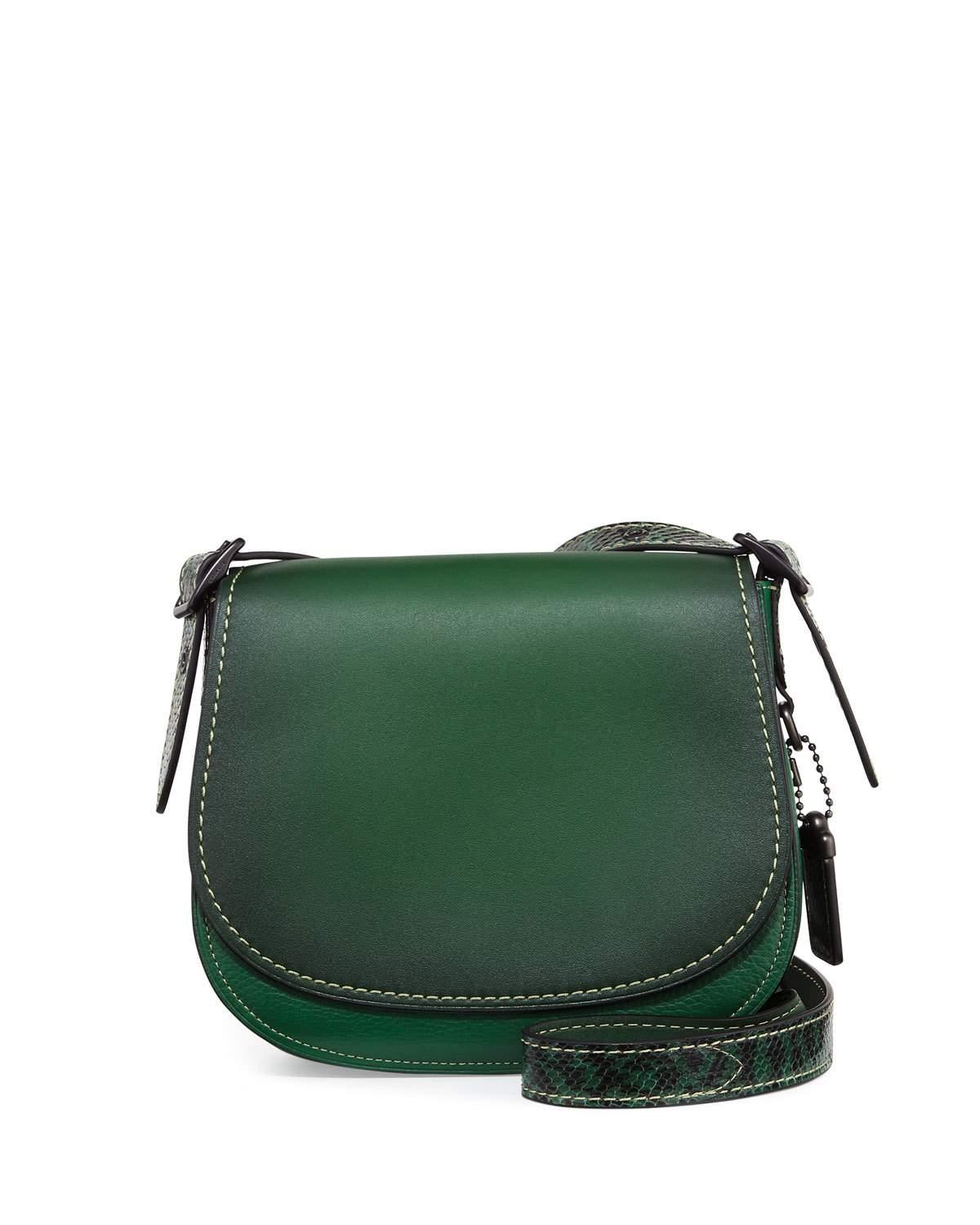 COACH 23 Python-strap Saddle Bag in Green - Lyst