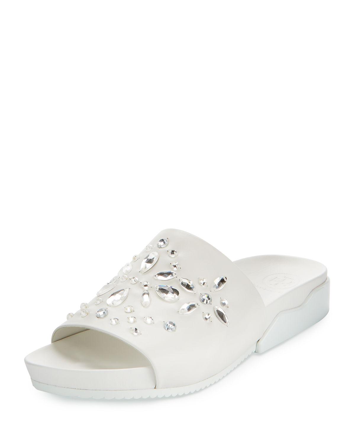 tory burch white slides