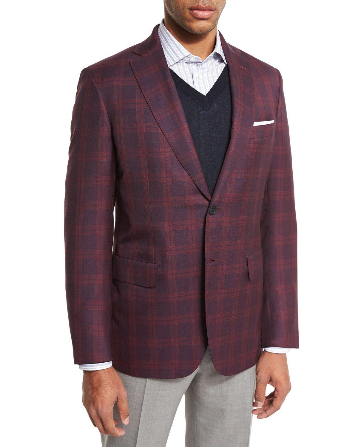Brioni Plaid Twobutton Sport Coat in Red for Men Lyst