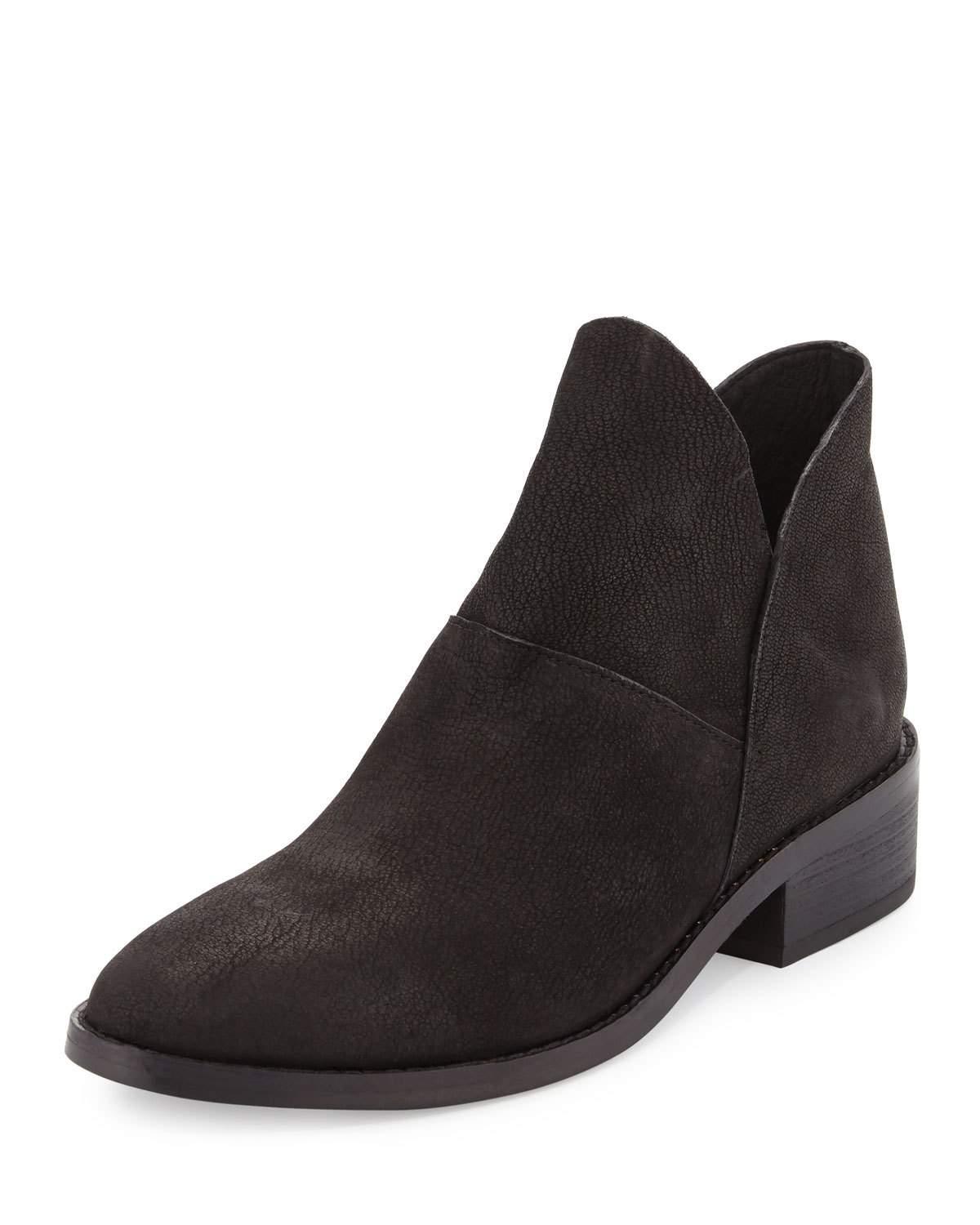 Eileen Fisher Leather Leaf Nubuck Ankle Boots in Black (Brown) - Lyst