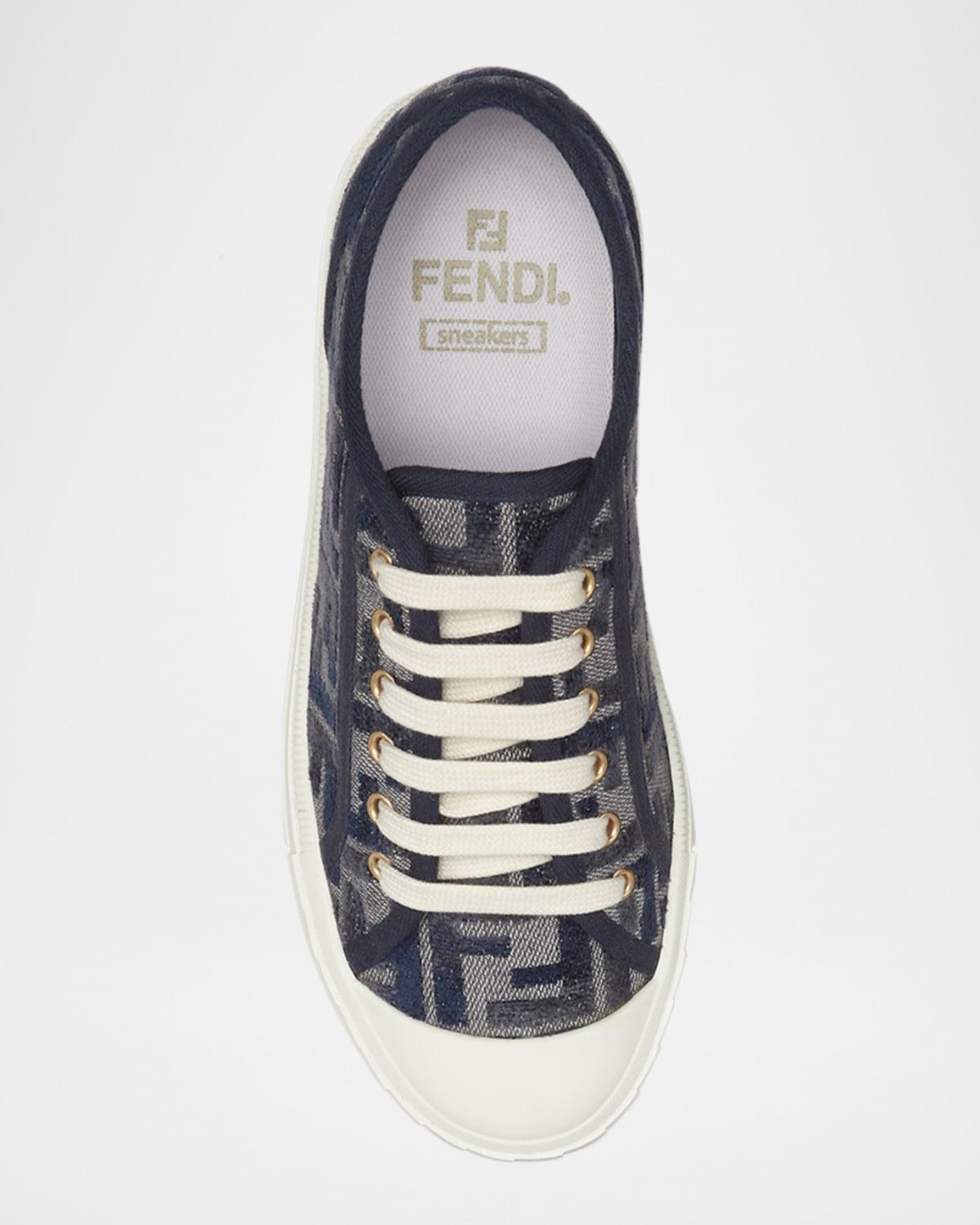 Fendi Domino Ff Chenille Jacquard Low-Top Sneakers in Blue | Lyst