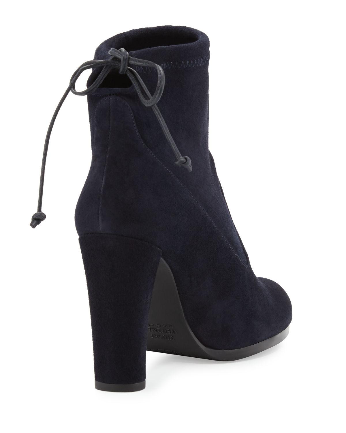 stuart weitzman catch suede booties with ankle tie