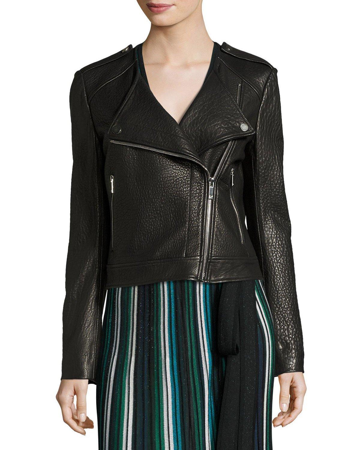 Lyst Diane Von Furstenberg Tadessa Leather Biker Jacket In Black Gallery