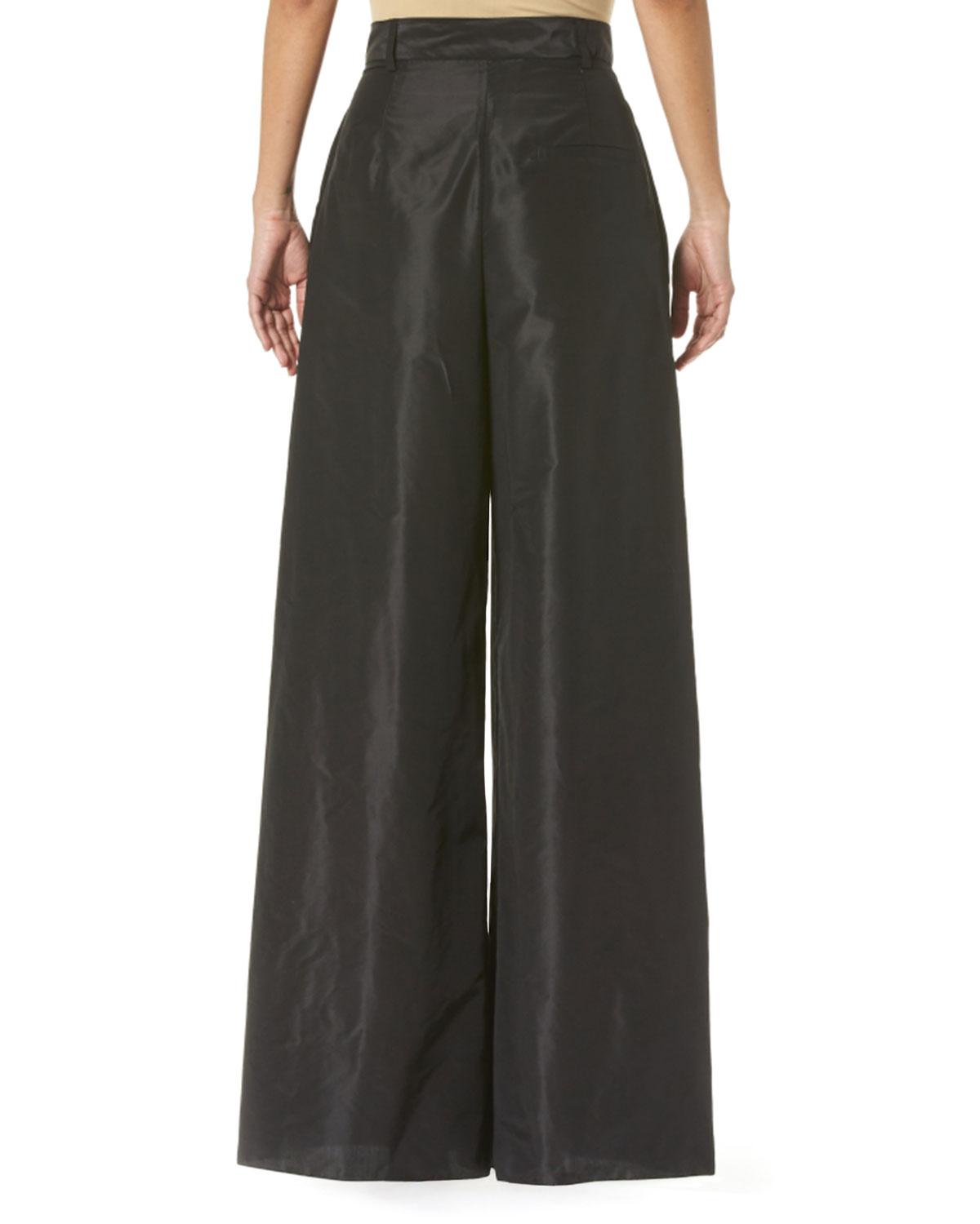 Carolina Herrera Silk Taffeta High-waist Wide-leg Pants in Black - Lyst