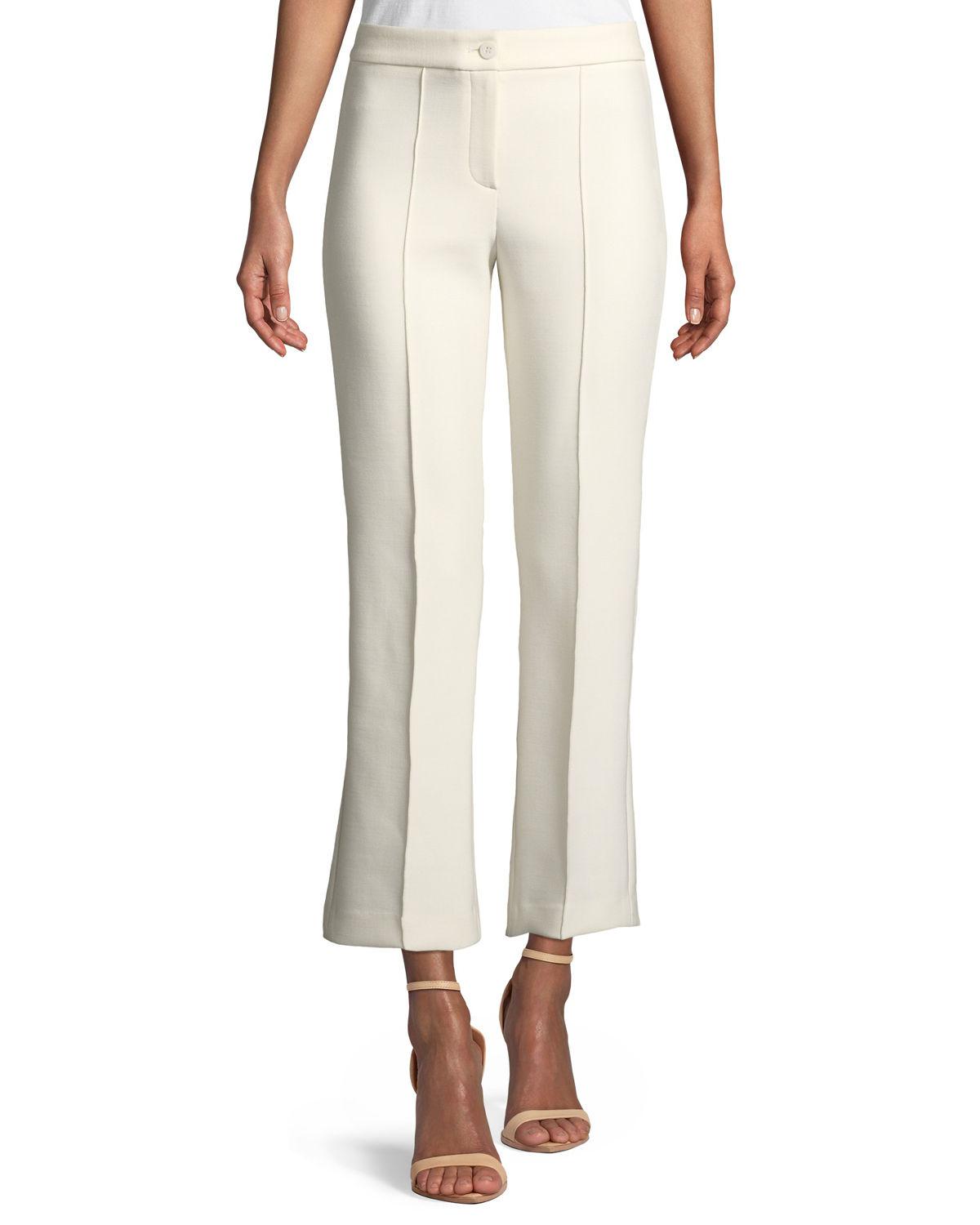 Theory Synthetic Cardinal Cropped Straight-leg Trousers in White - Lyst