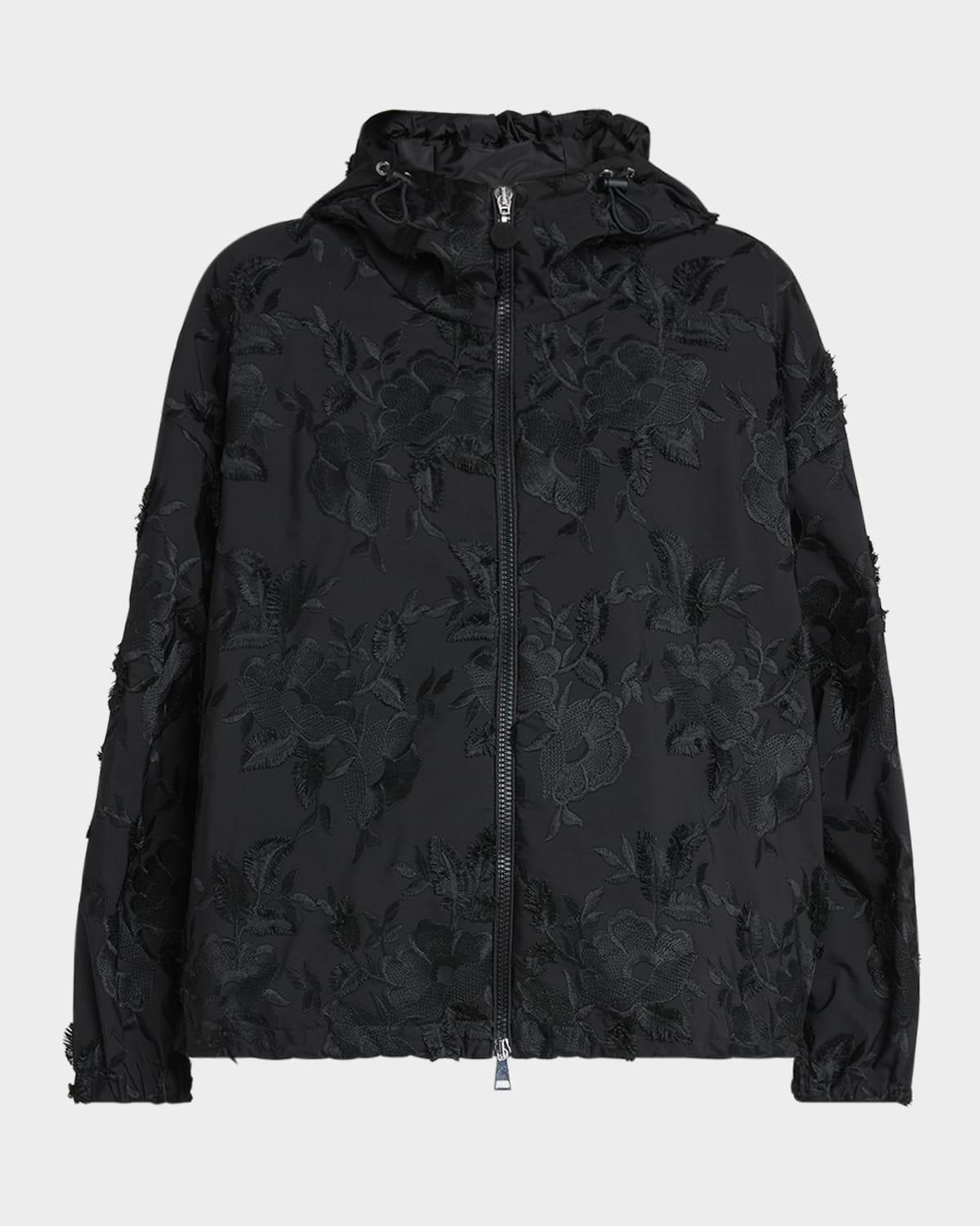 関税込 国内発送 2025SS MONCLER CHARMEIL フローラルジャケット Moncler Charmeil Floral Hooded Jacket in Black | Lyst