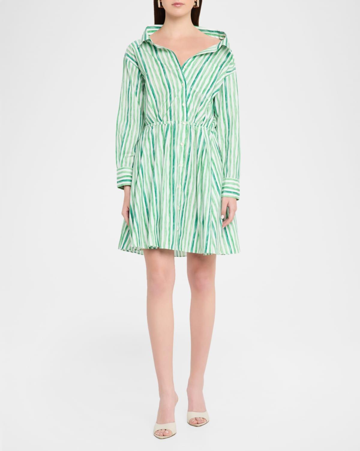 rosie assoulin green striped dress Rosie Assoulin Striped Long Dress - Green Dresses, Clothing - IRJ27491