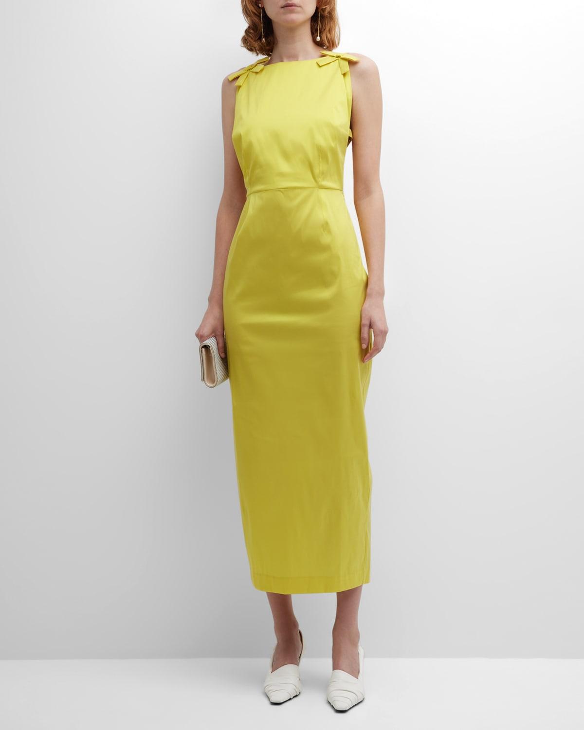 BERNADETTE Kim Midi Dress With Bow Details in Yellow | Lyst