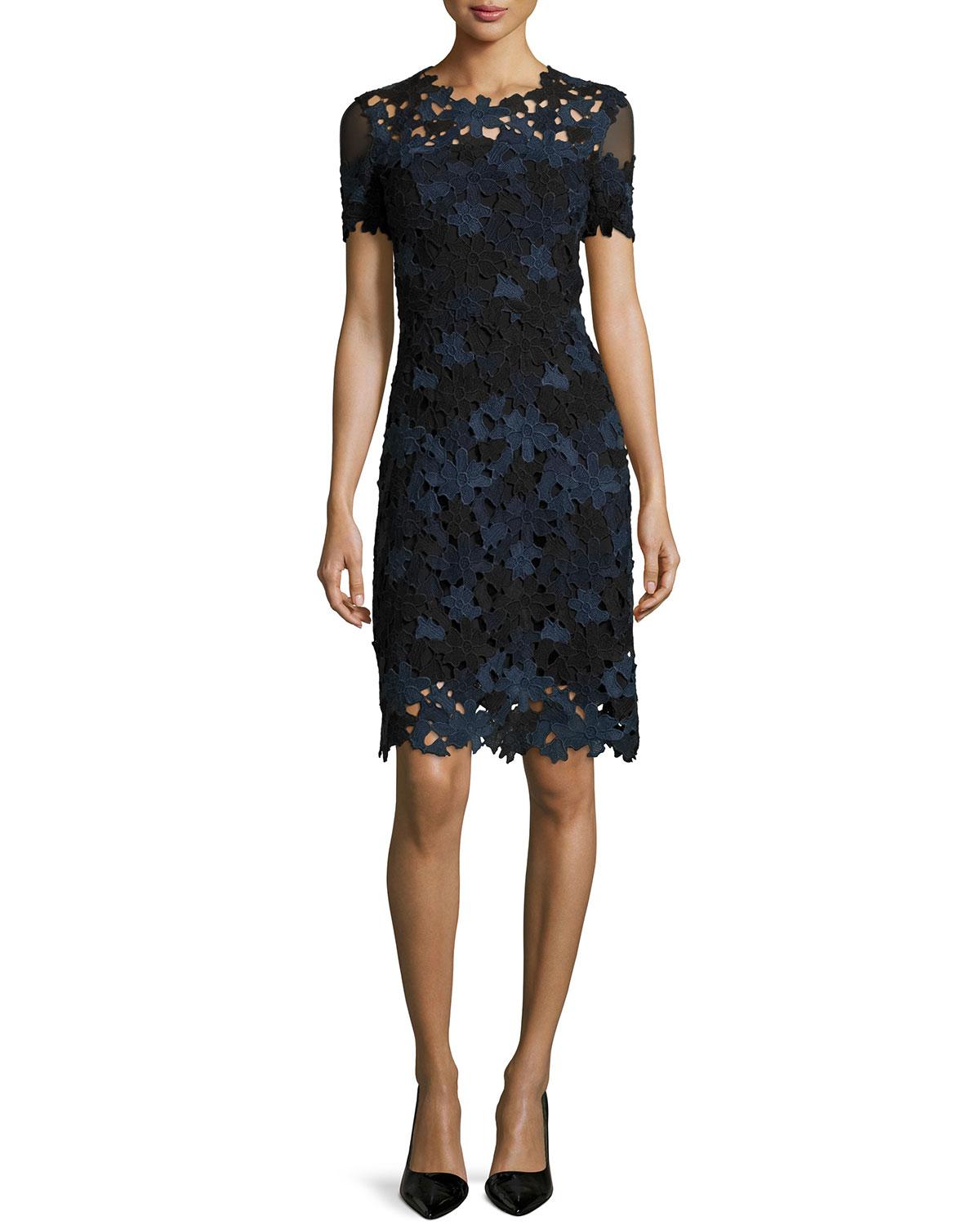 short sleeve lace sheath dress