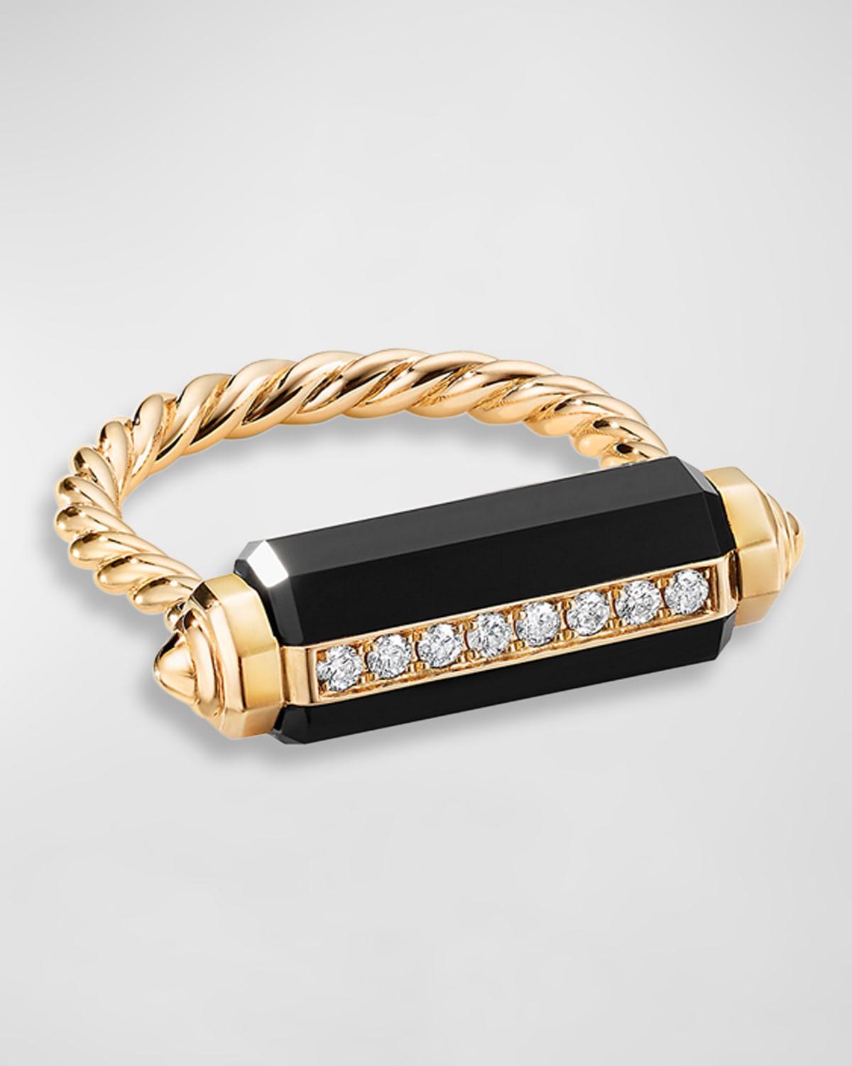 David Yurman Lexington Barrel Ring In 18k Yellow Gold With Black