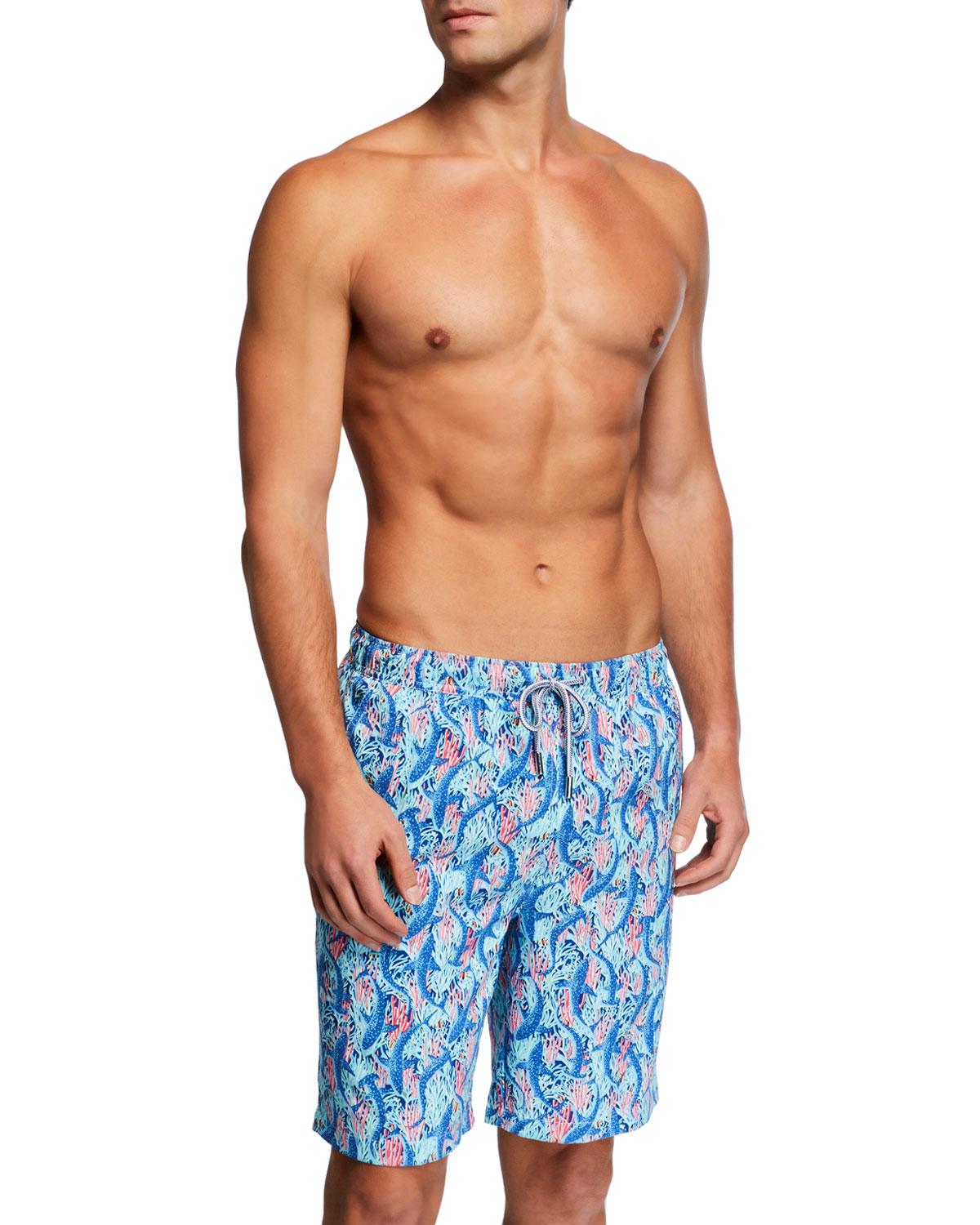 mens shark print swim trunks