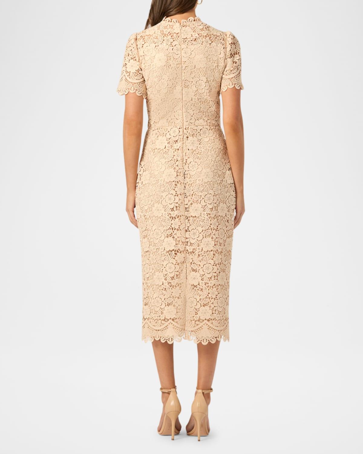 self portrait chiffon lace trim midi dress self-portrait - Black Sweetheart Lace Midi Dress