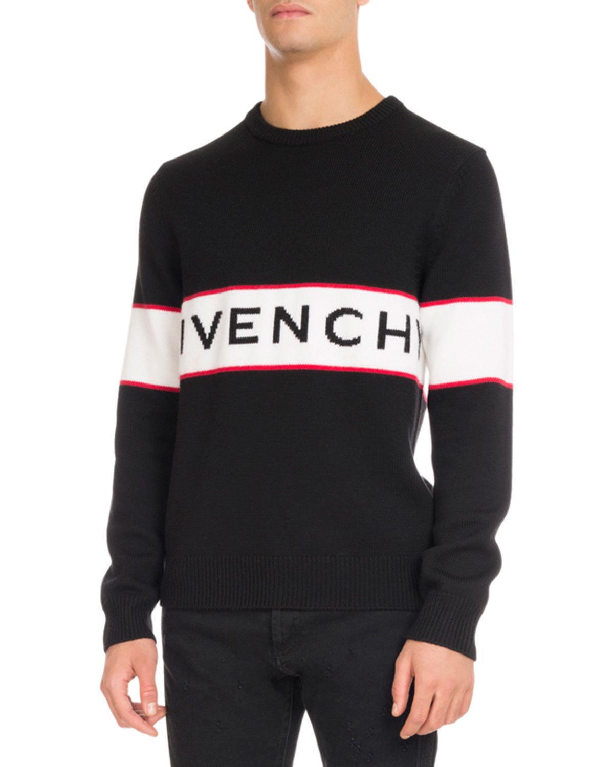 Givenchy Logo-stripe Wool Sweater in Black for Men - Lyst