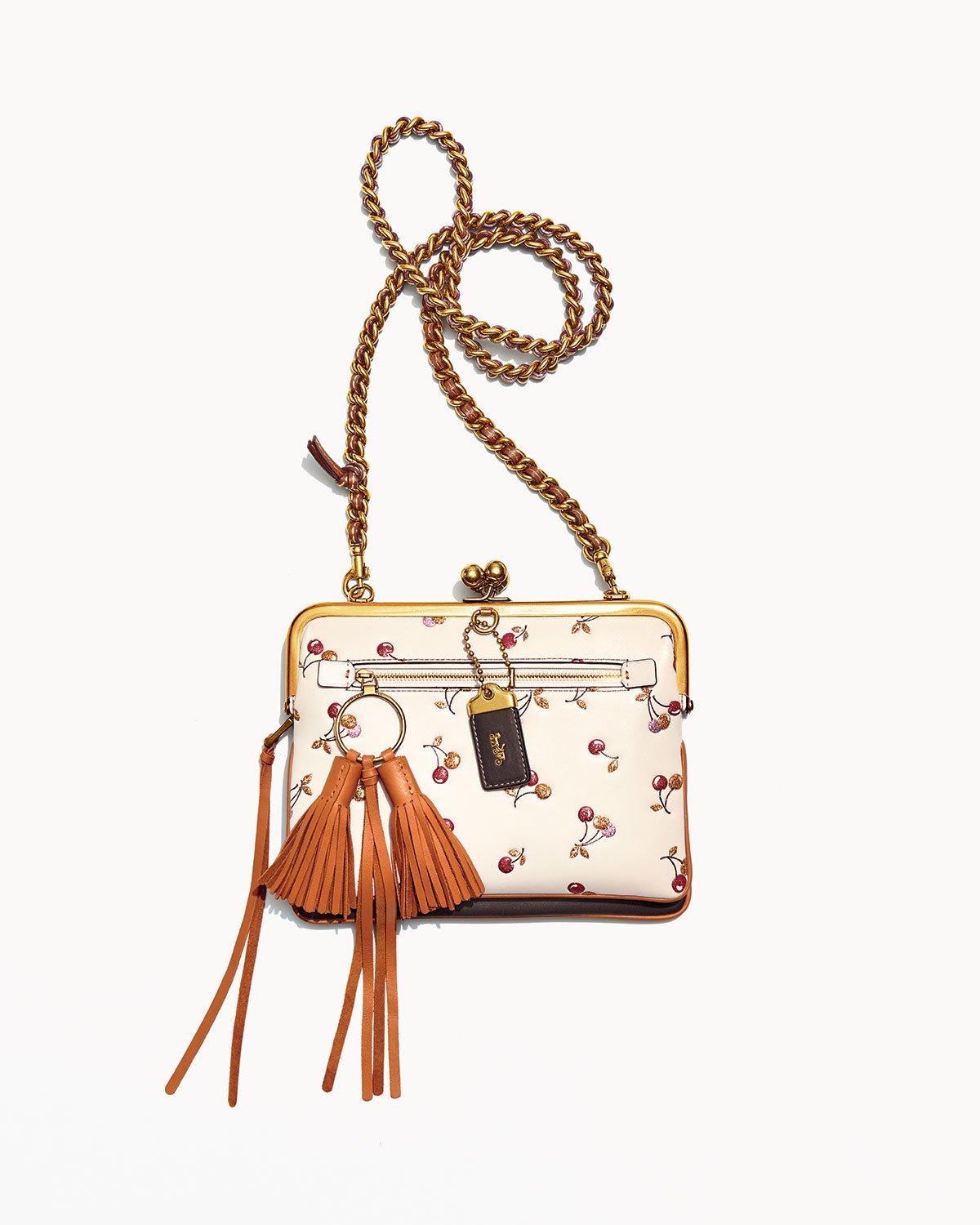 COACH Leather Cherryprint Kisslock Crossbody Bag in White Lyst