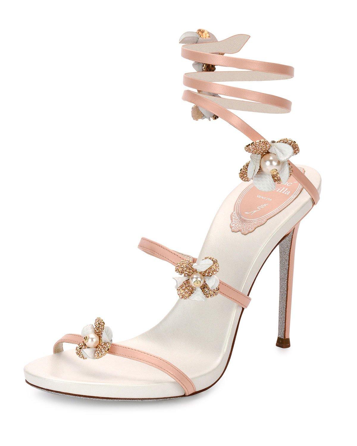 Rene Caovilla Leather Floral Snake 105mm Sandal - Lyst