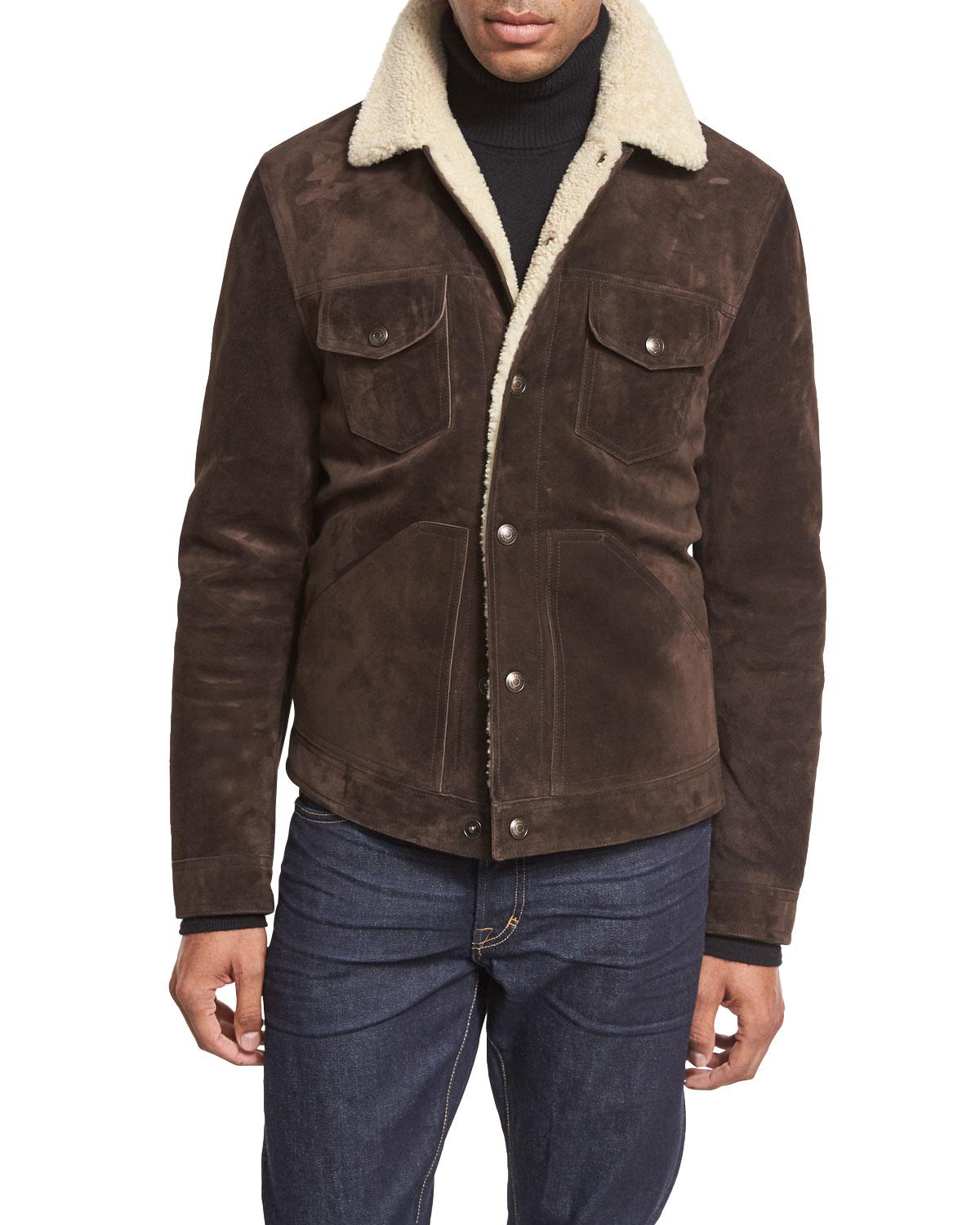 Tom Ford Shearling-lined Suede Jacket in Brown for Men - Lyst