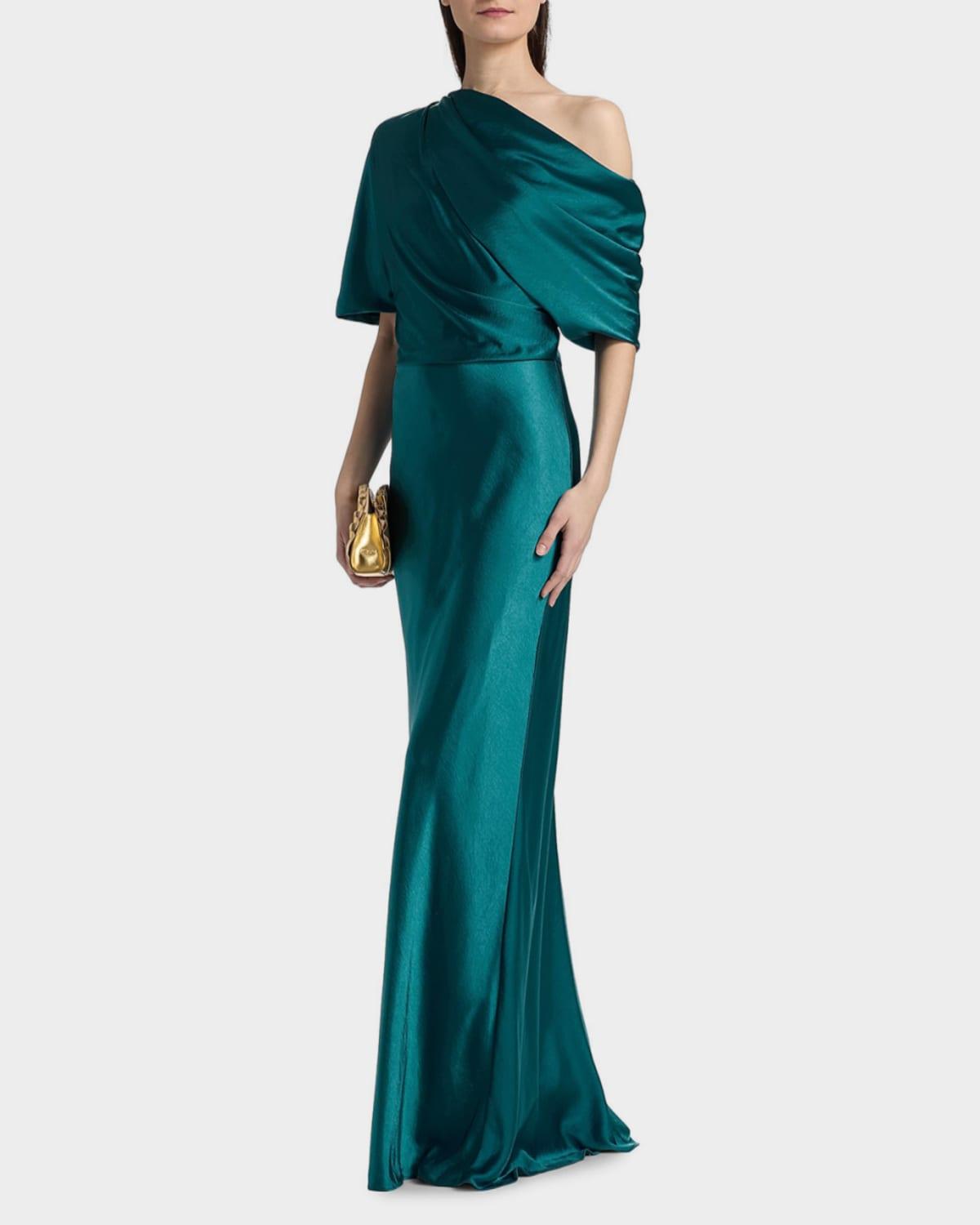 green emerald velvet dress CAROLINE CHARLES, vintage 1980s evening dress ball gown, Made in Engla   VINTAGE DRESS CLOSET