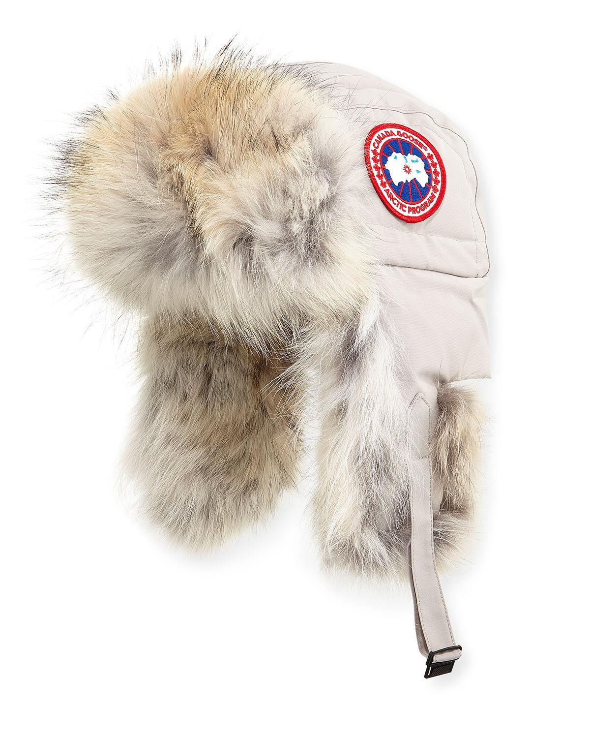 canada goose fur aviator hat