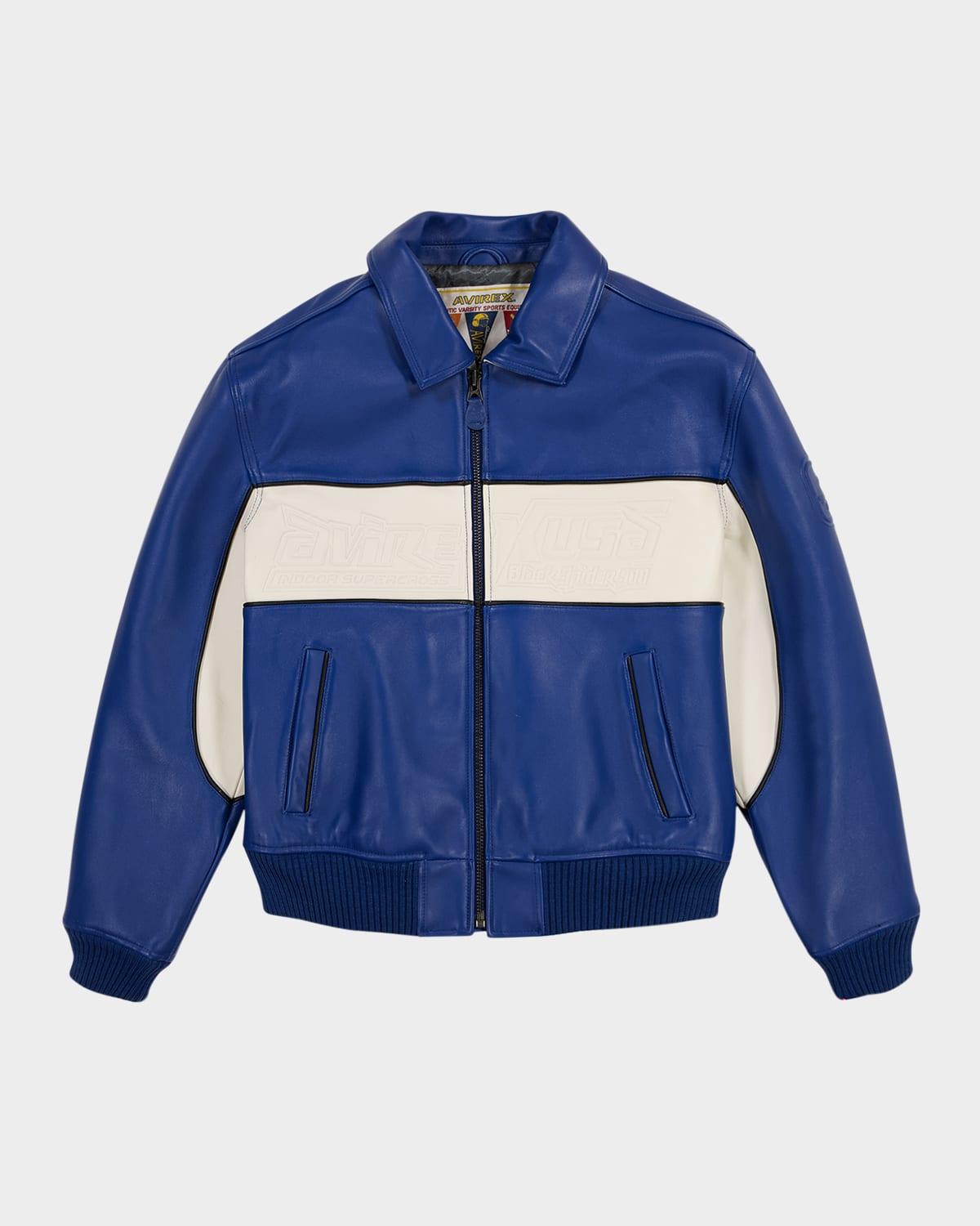 Avirex Super Spider Leather Racer Jacket in Blue for Men | Lyst
