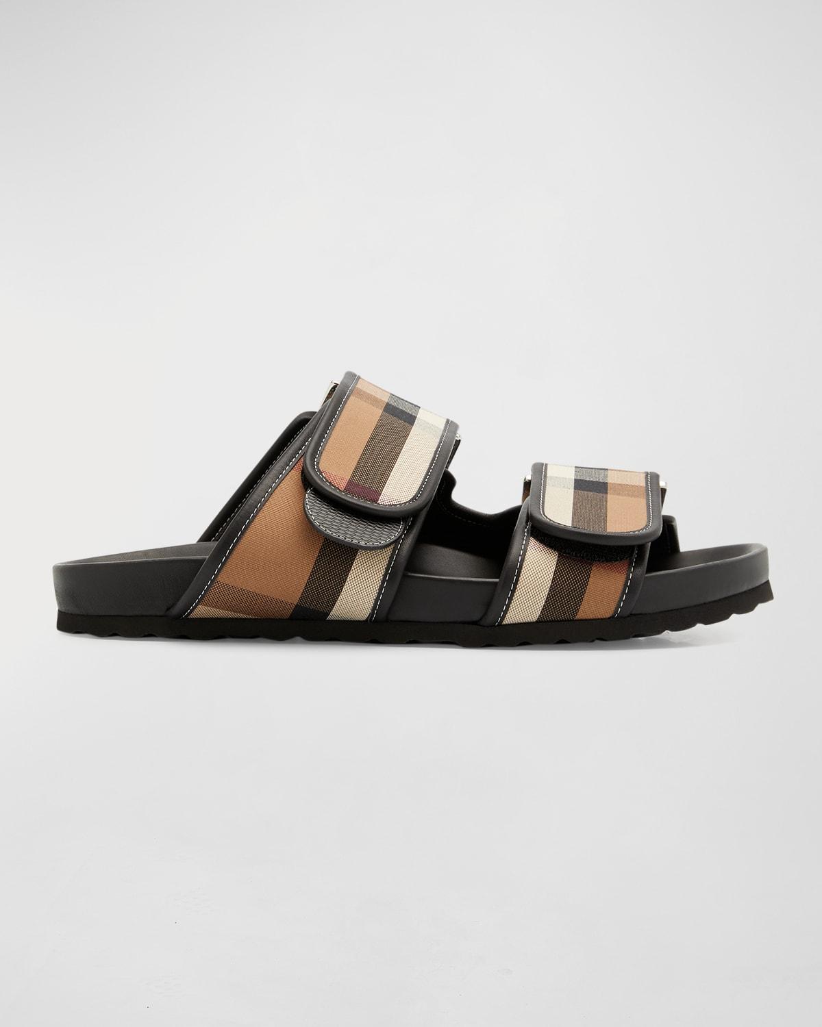 Burberry Thornham Check Slide Sandals in Brown for Men | Lyst