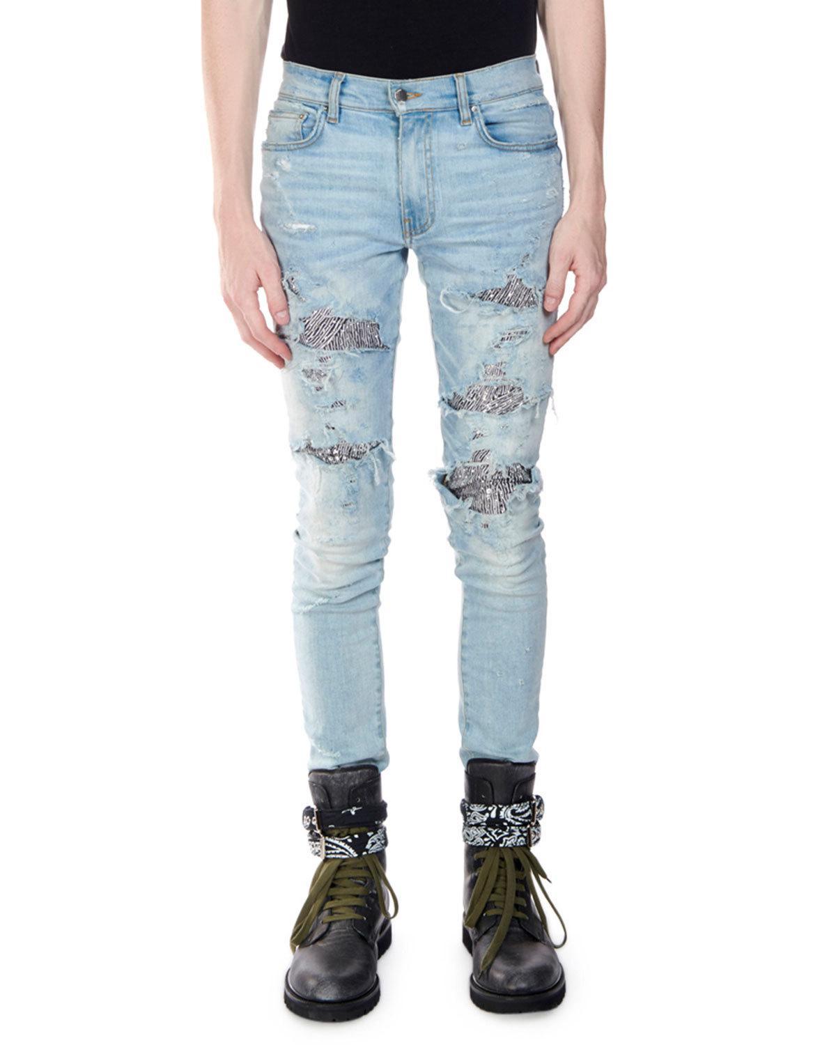 amiri jeans with diamonds