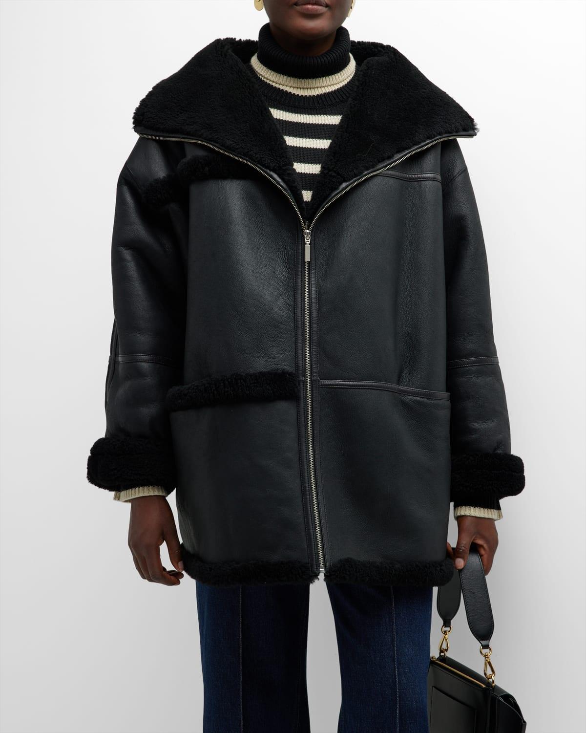 TotÃªme Signature Shearling Oversize Jacket in Black | Lyst