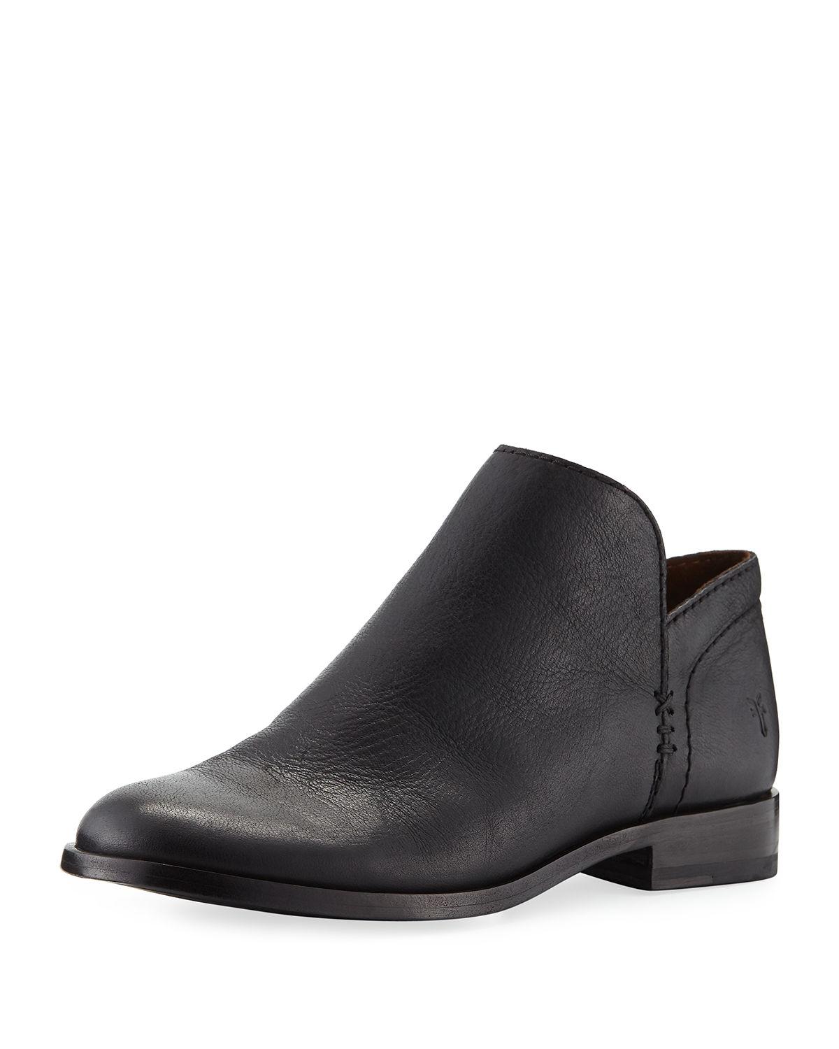 short flat leather booties