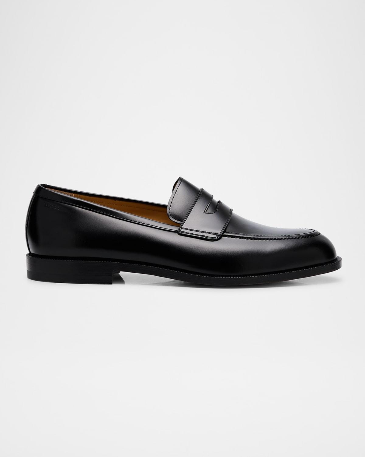 BALLY PIETRO BLACK GRAINED LEATHER WEB LOGO PENNY LOAFERS 10.5 D US 43.5 ITALY bally_loafer_black_metal_1.jpg main image 3