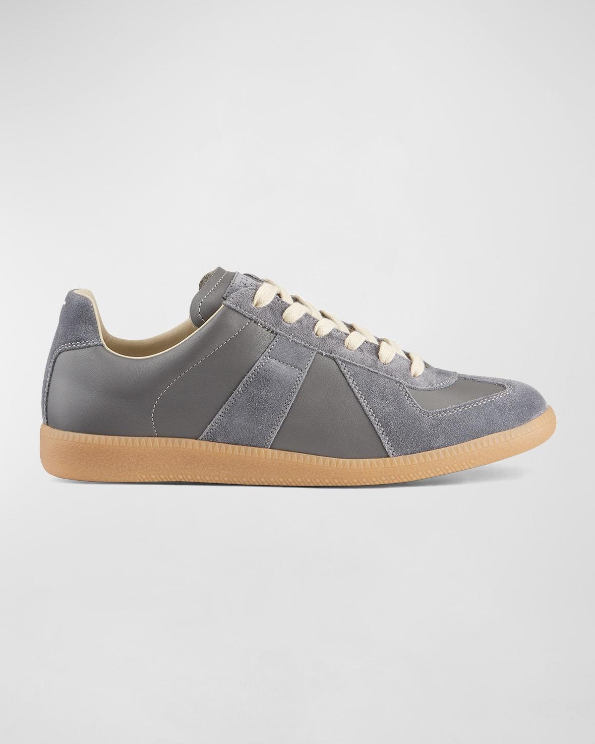 Maison Margiela Replica Leather Low-Top Sneakers in Gray for Men
