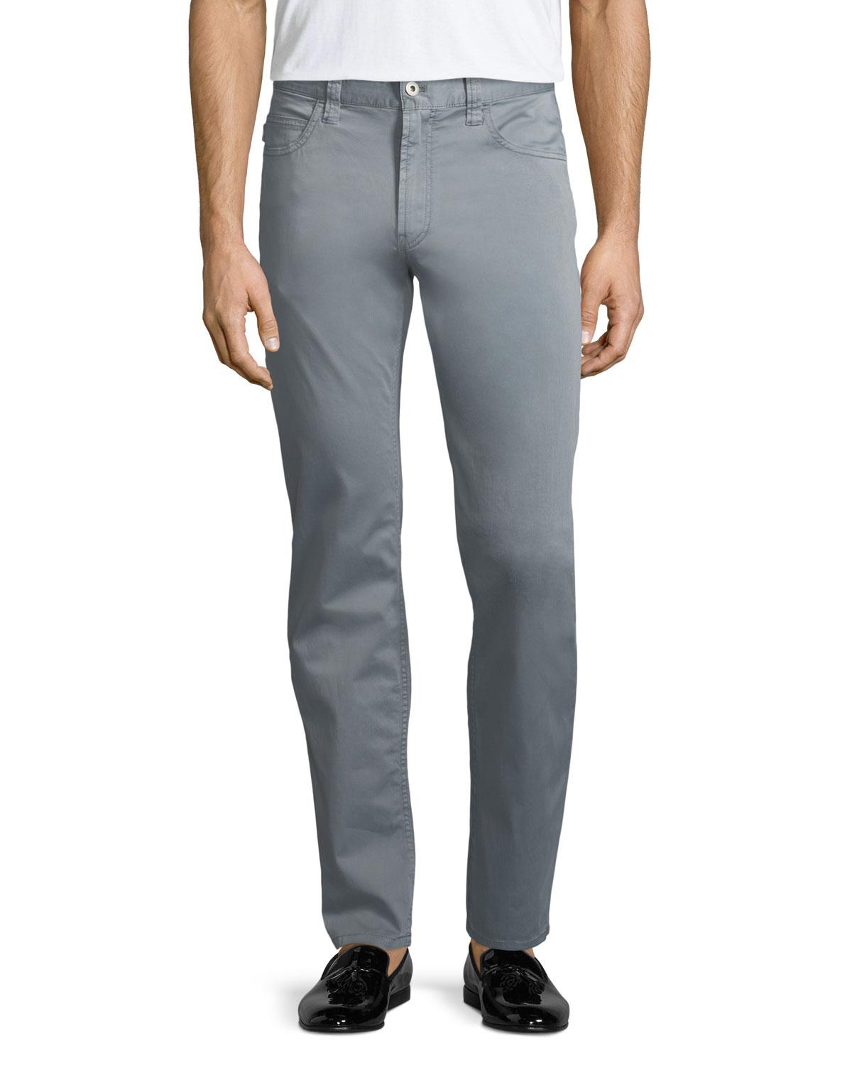 Emporio Armani Cotton Basic 5-pocket Slim-straight Sateen Pants in Gray ...