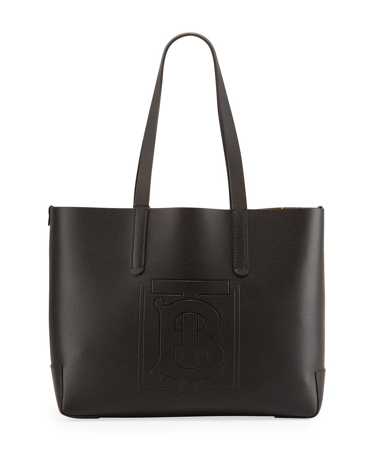 Burberry Tb Embossed Internal monogram Medium Tote Bag in Black