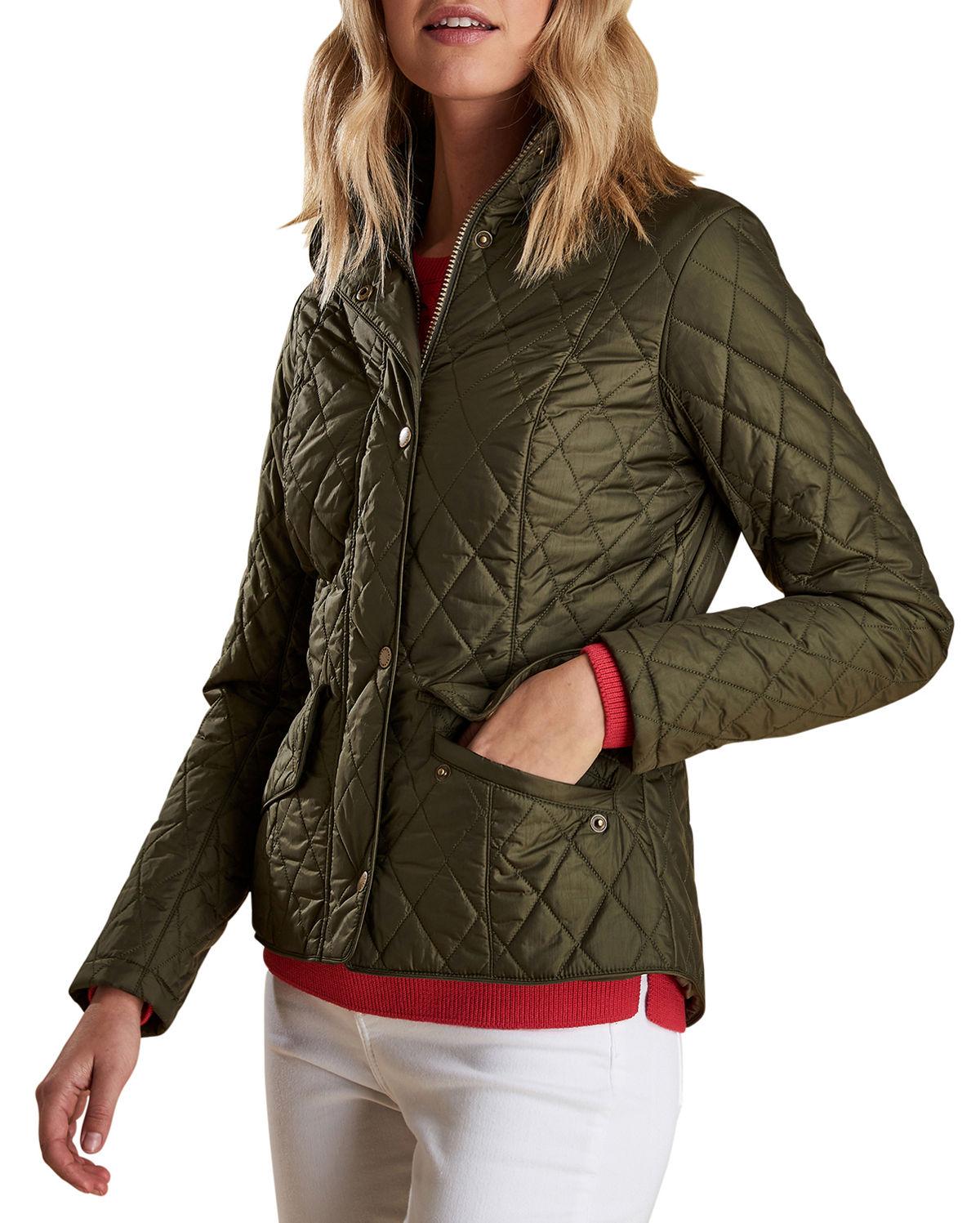 Barbour Synthetic Cavalry Featherweight Diamondquilted Jacket in Olive