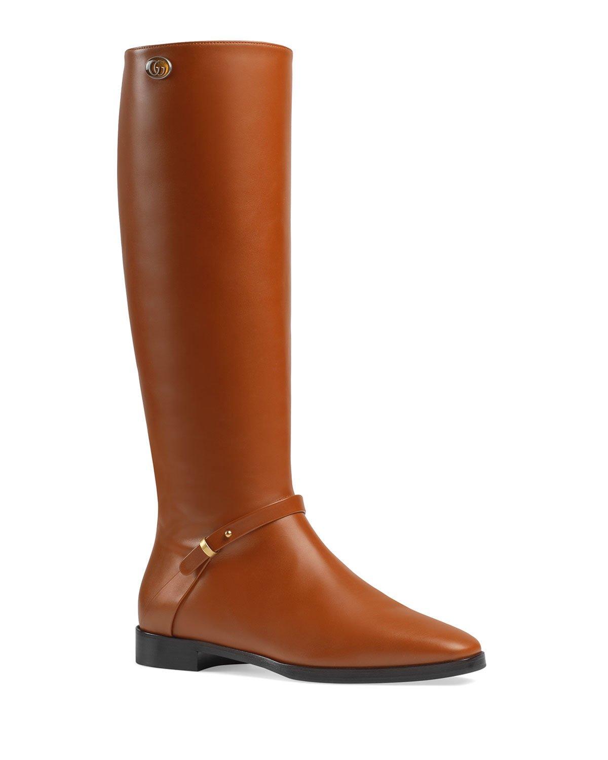 Gucci Rosie 25mm Leather Riding Boots in Brown Lyst
