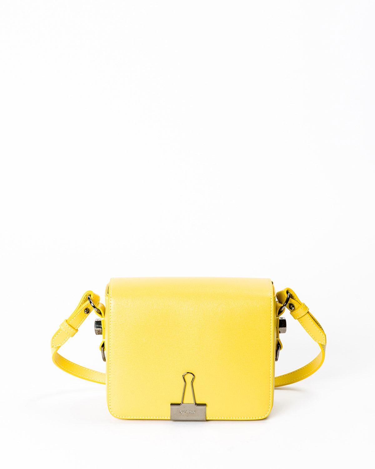 Off-White c/o Virgil Abloh Leather Flap Crossbody Bag With Binder-clip Detail in Yellow - Lyst