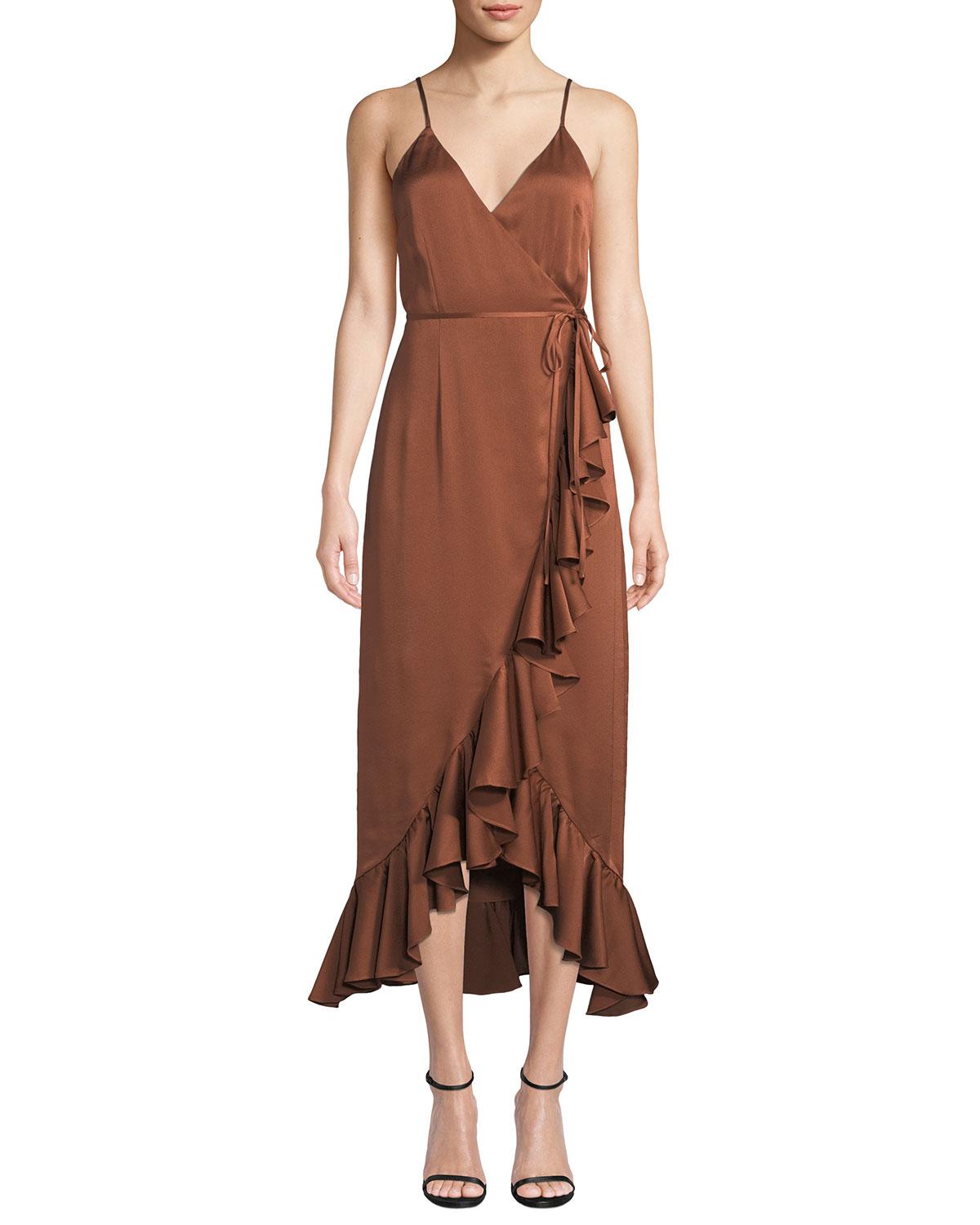 shona joy oro tie front cocktail dress