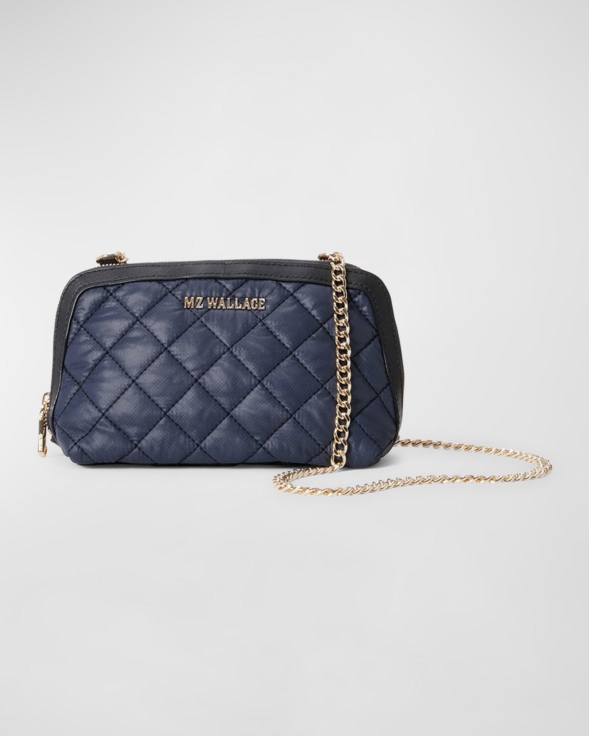 MZ Wallace Emily Small Quilted Chain Crossbody Bag in Blue Lyst