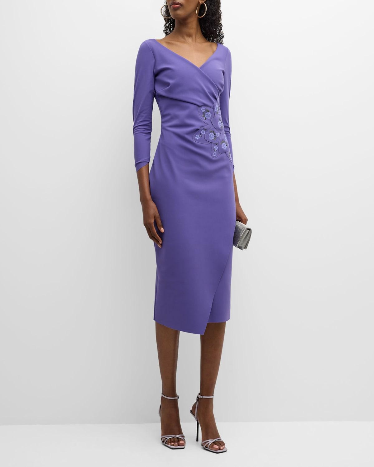 La Petite Robe Di Chiara Boni Sequin Floral Bodycon Midi Dress in Purple |  Lyst