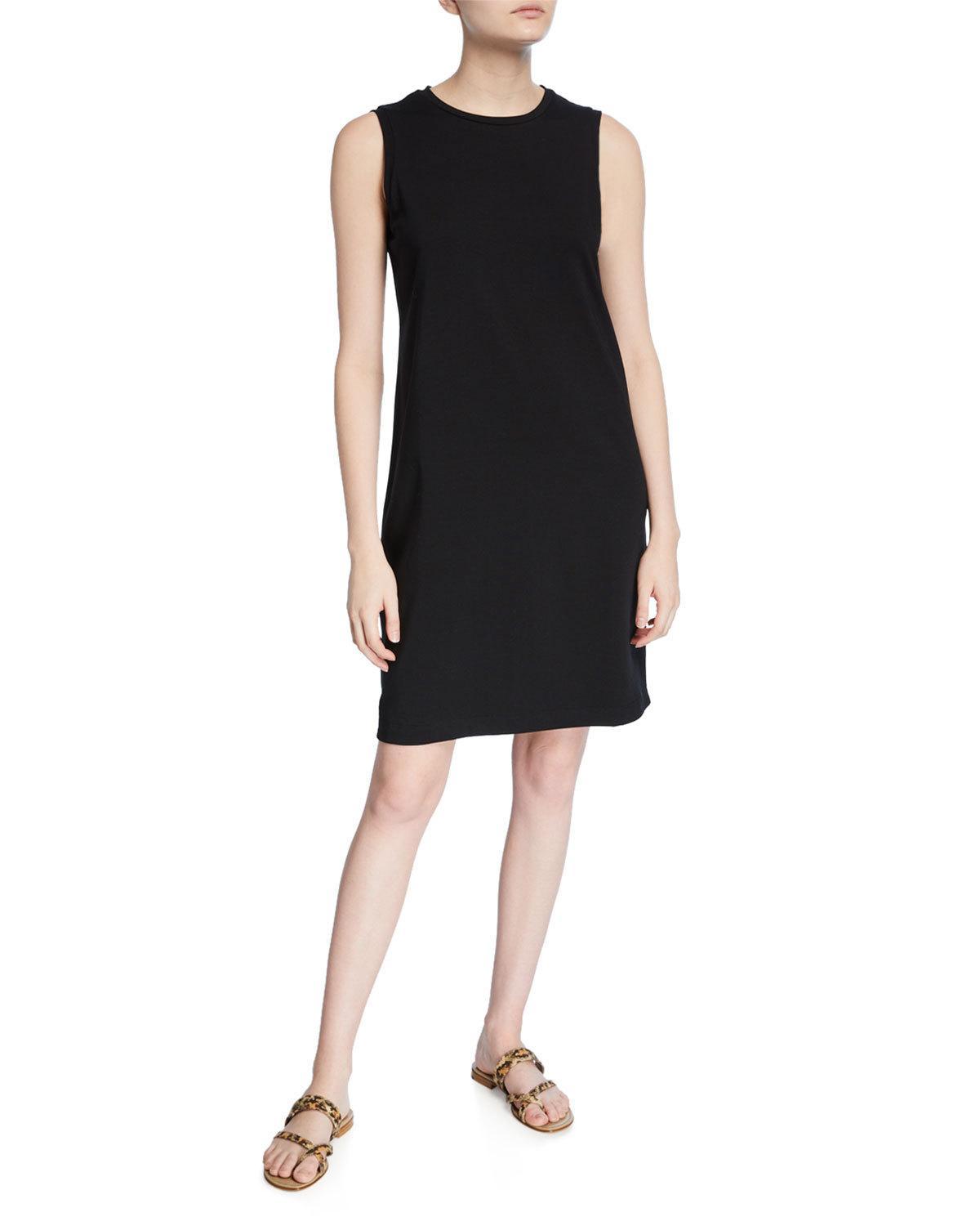 Eileen Fisher Petite Crewneck Organic Cotton Jersey Tank Dress in