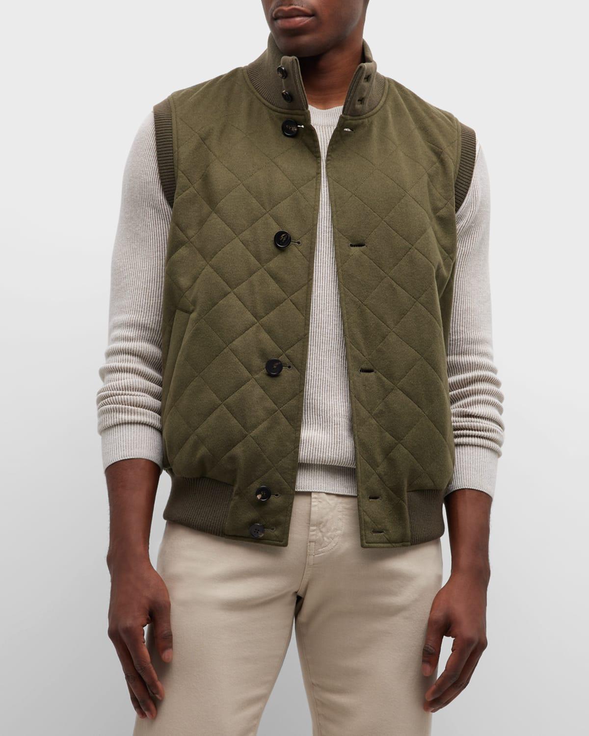 Loro Piana Quilted Cashmere Reversible Vest in Green for Men | Lyst