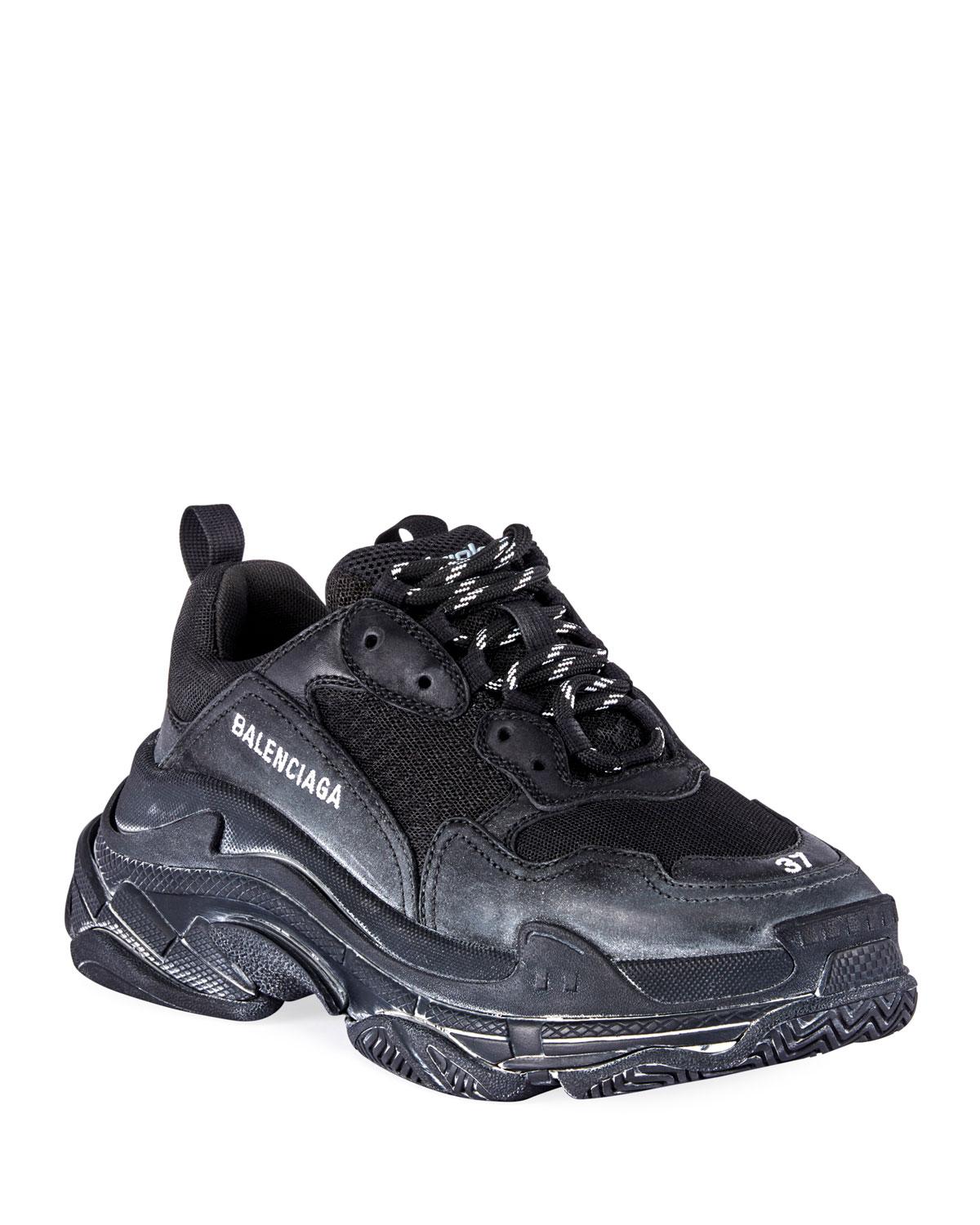 Balenciaga Synthetic Triple S Clear Sole Sneakers in Black