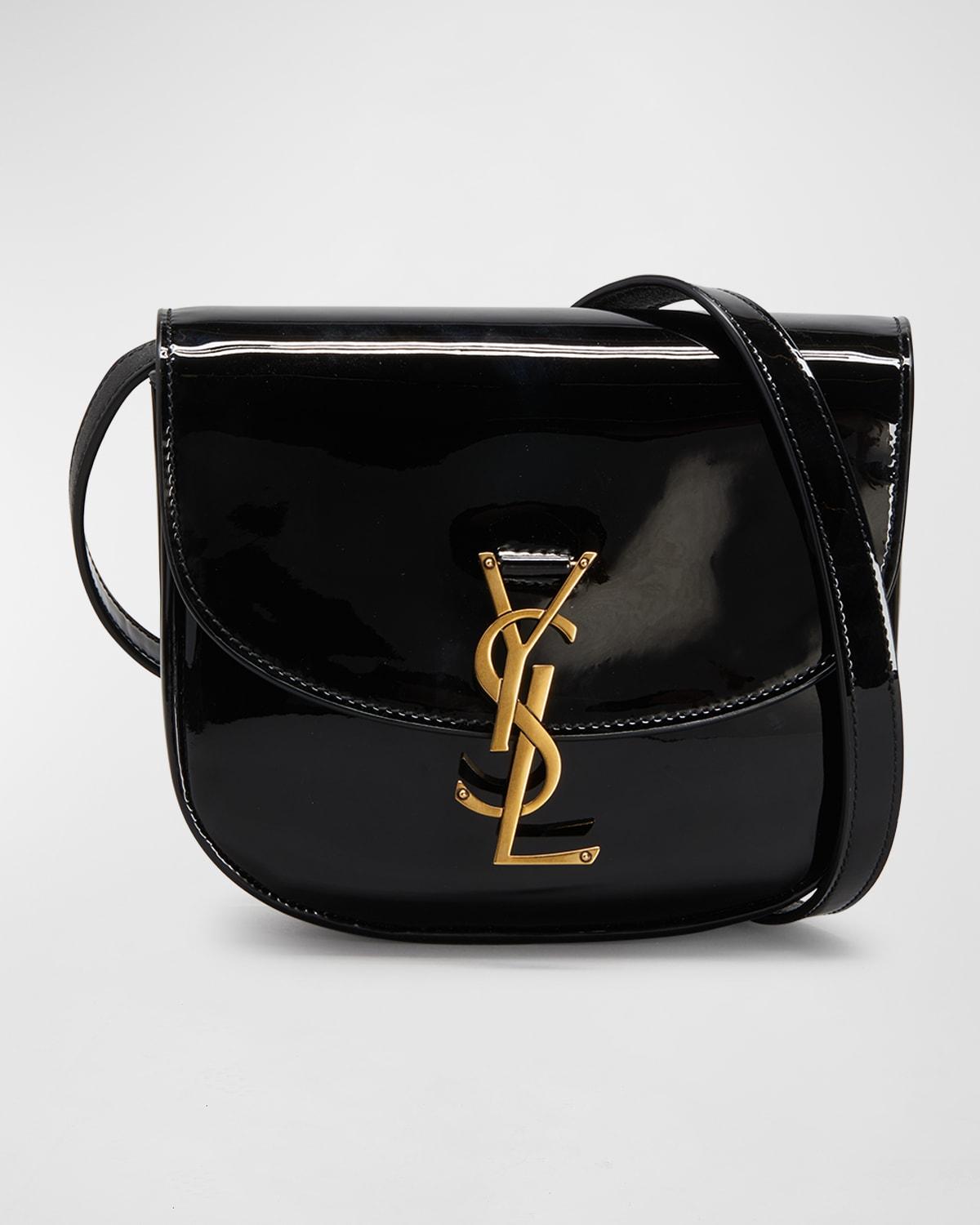 Saint Laurent Kaia Small Ysl Patent Leather Crossbody Bag in Black