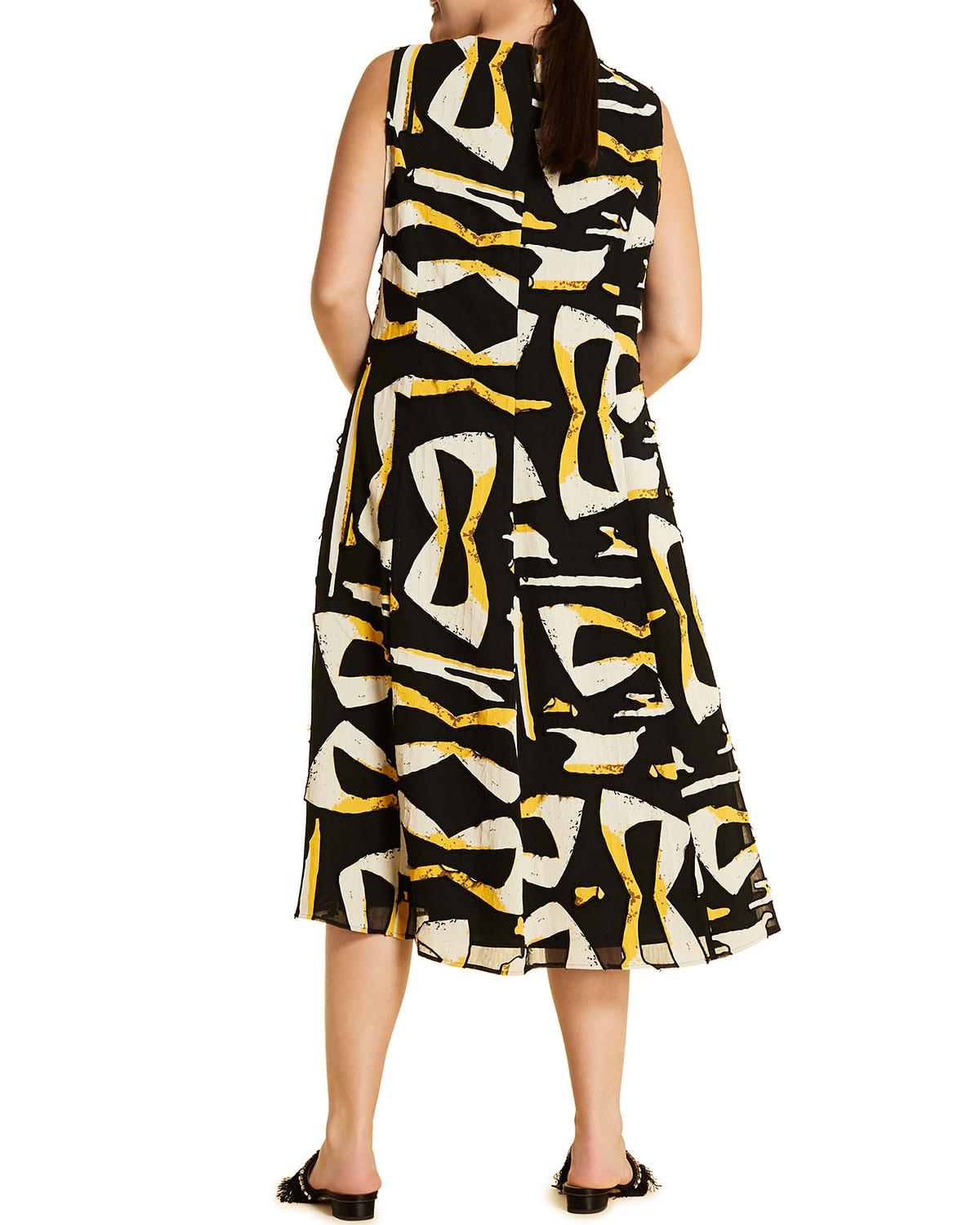 Marina Rinaldi Plus Size Docile Printed V-neck Sleeveless Midi Dress in ...