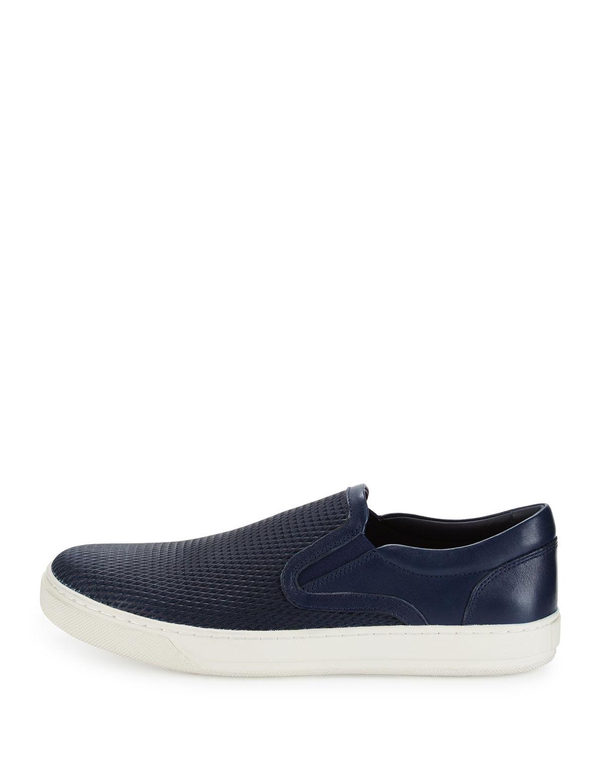 vince ace perforated leather slip on sneakers